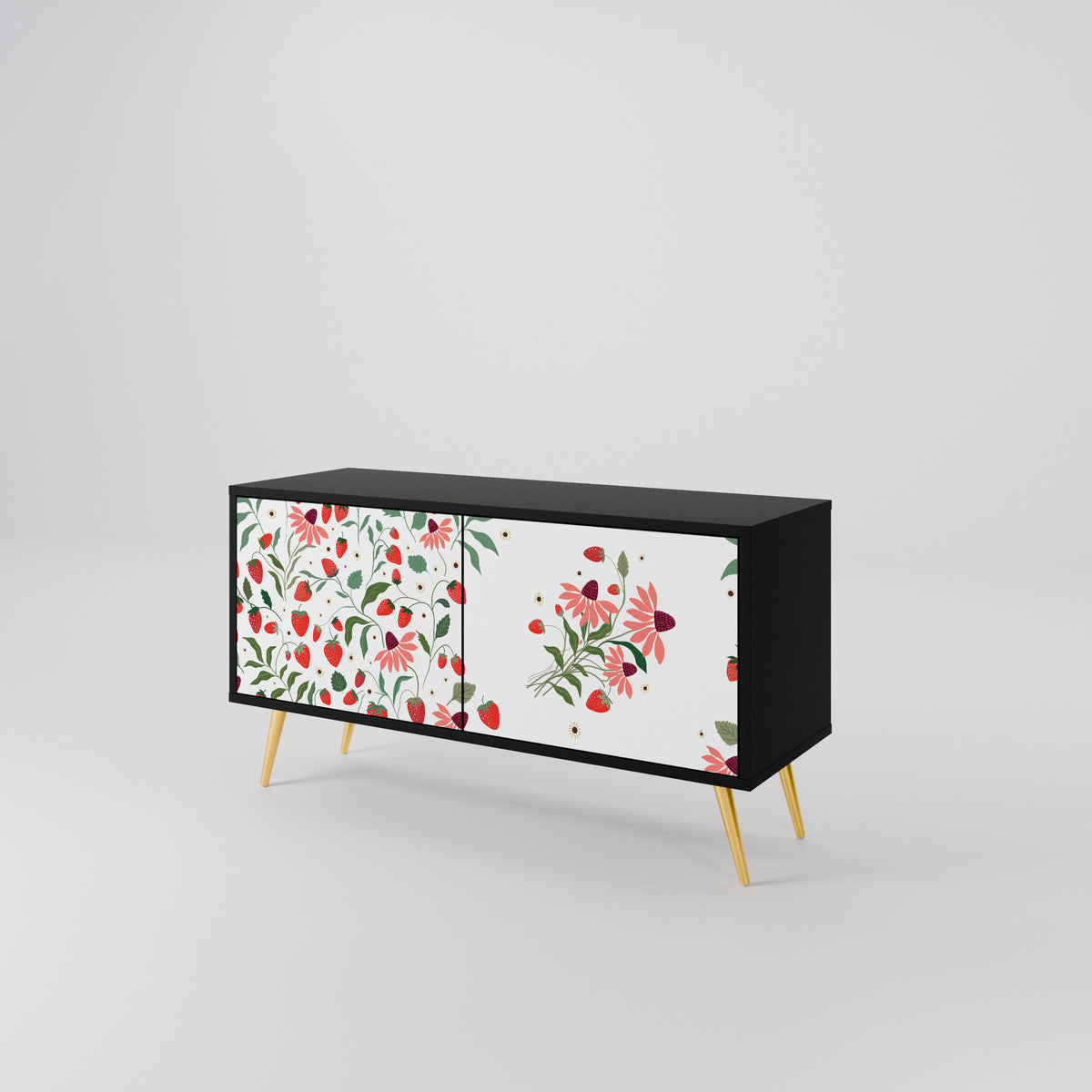 FLOWERS AND STRAWBERRIES Mueble de TV Compacto de 2 puertas