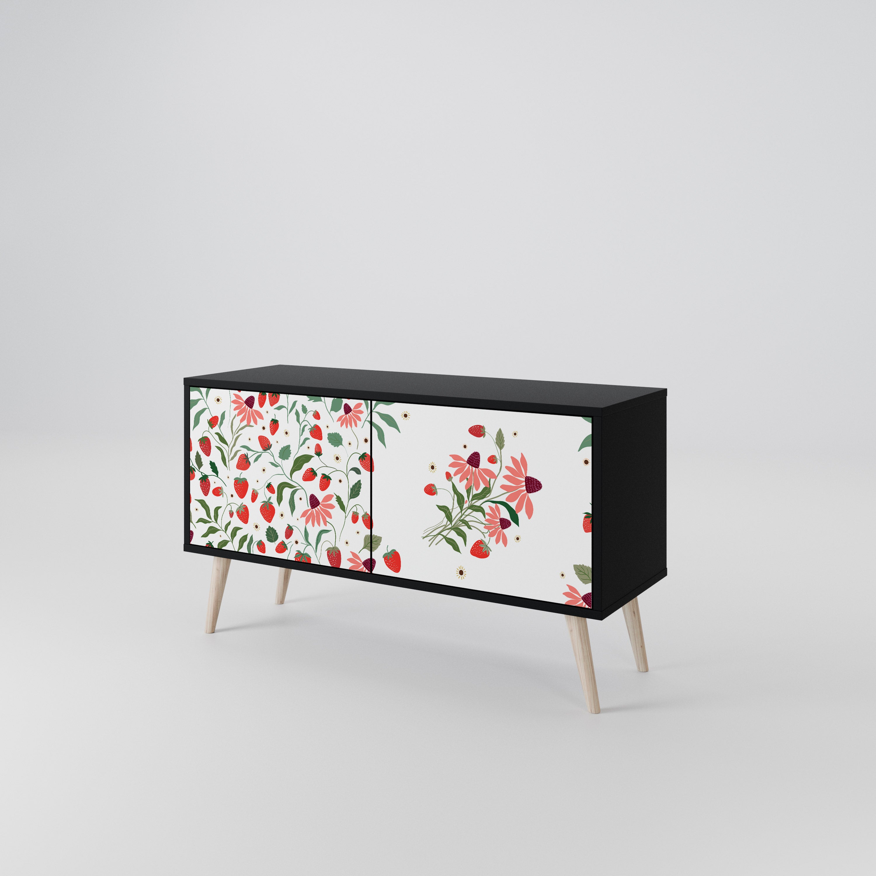 FLOWERS AND STRAWBERRIES Mueble de TV Compacto de 2 puertas