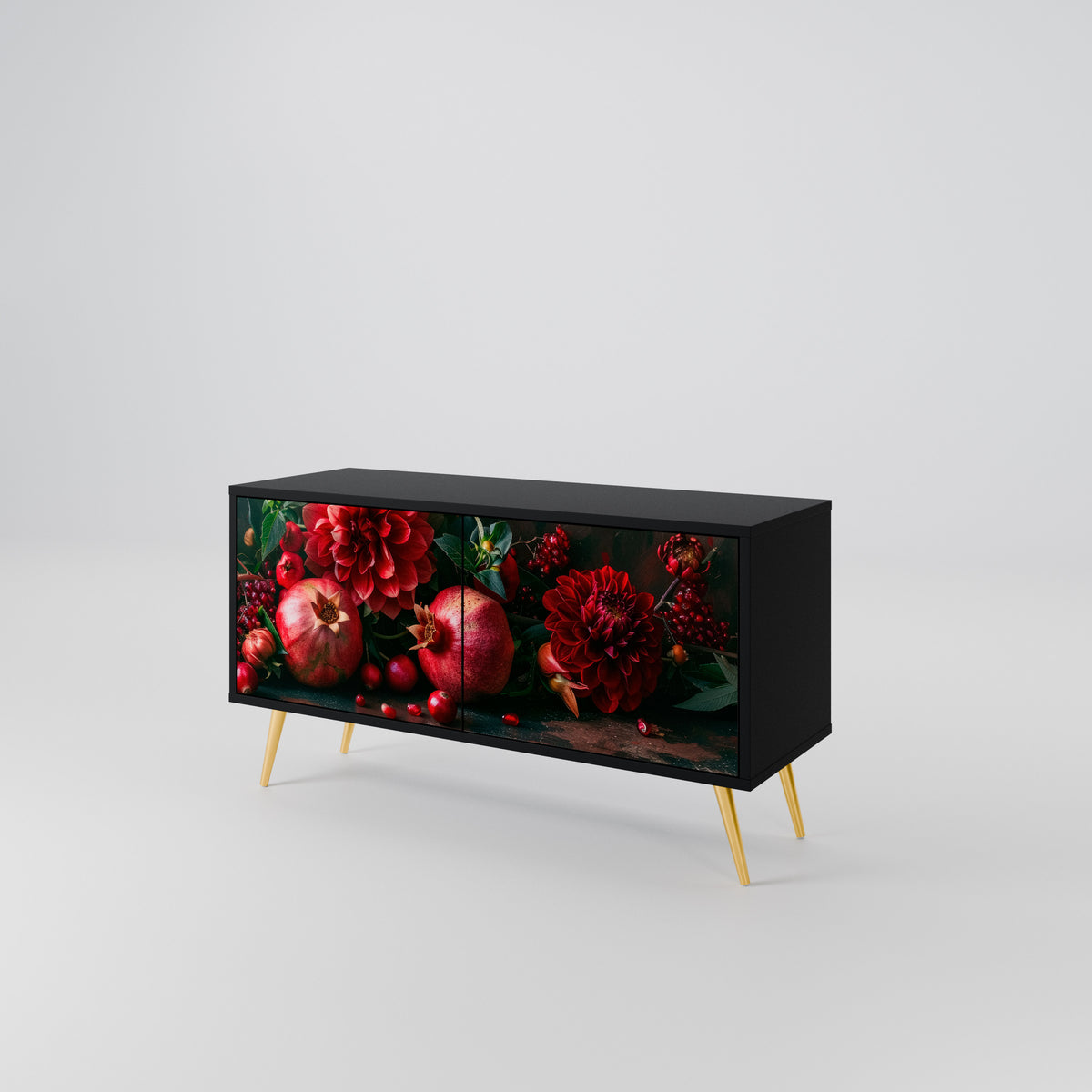 DAHLIAS AND POMEGRANATES Mueble de TV Compacto de 2 puertas