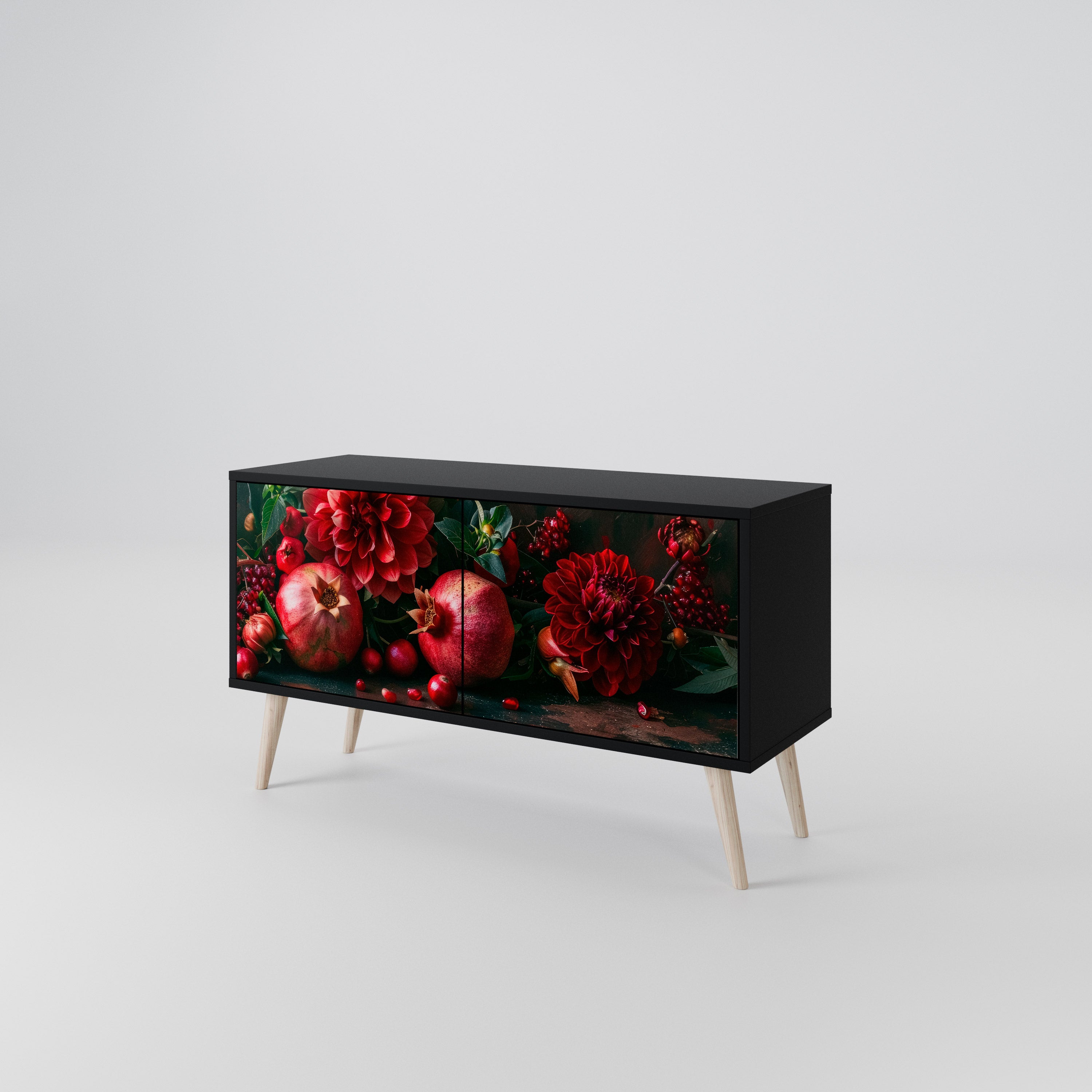 DAHLIAS AND POMEGRANATES Mueble de TV Compacto de 2 puertas