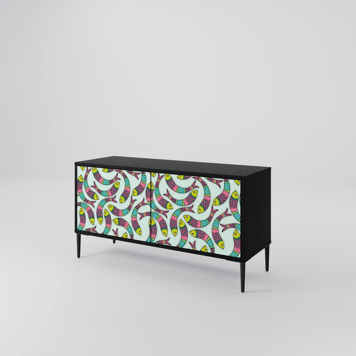 INDIAN FISH Mueble de TV Compacto de 2 puertas