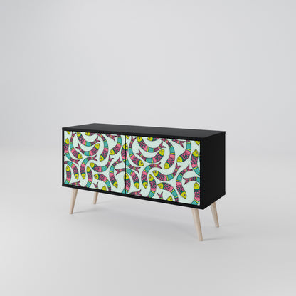 INDIAN FISH Mueble de TV Compacto de 2 puertas