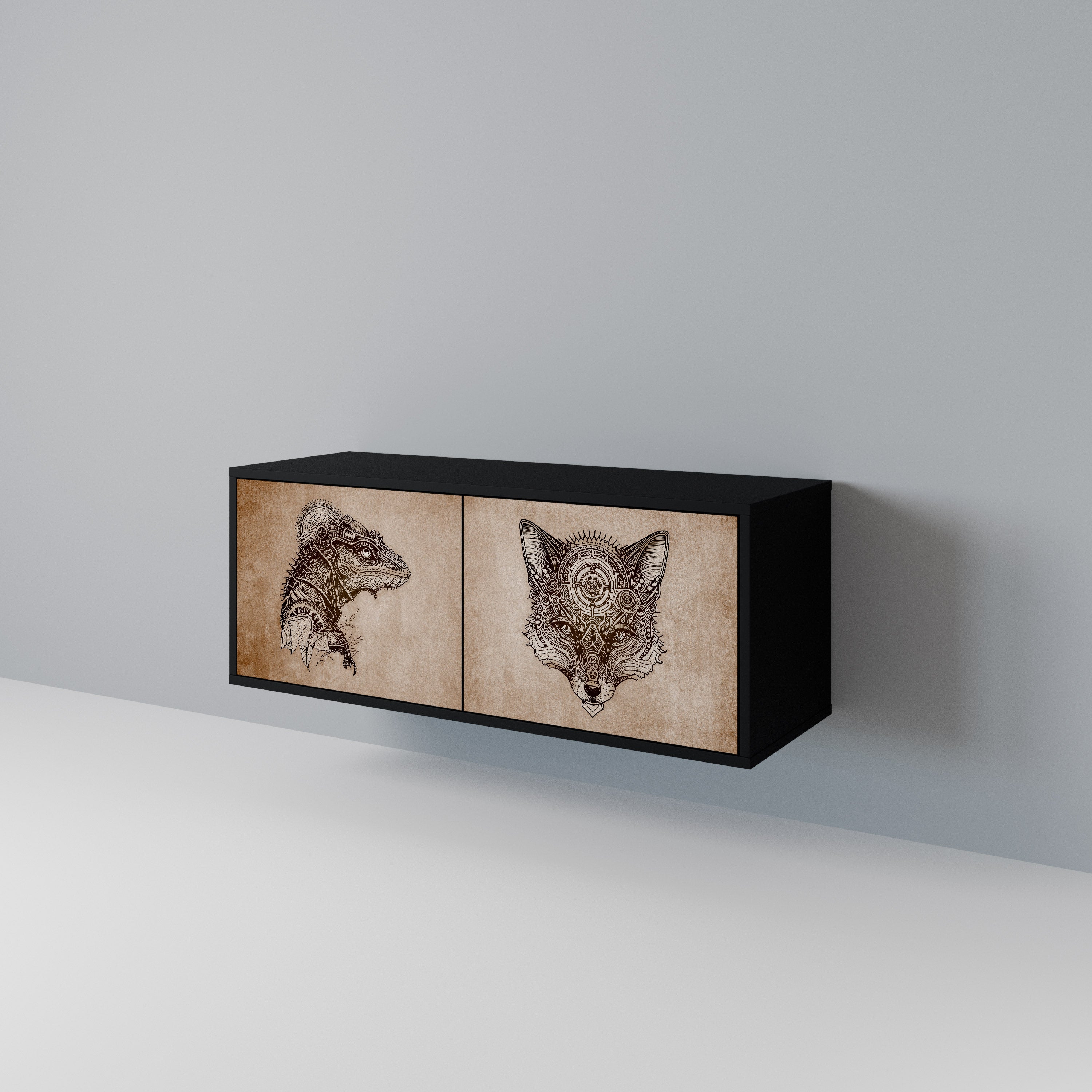 STEAMPUNK CLAN Mueble de TV Compacto de 2 puertas