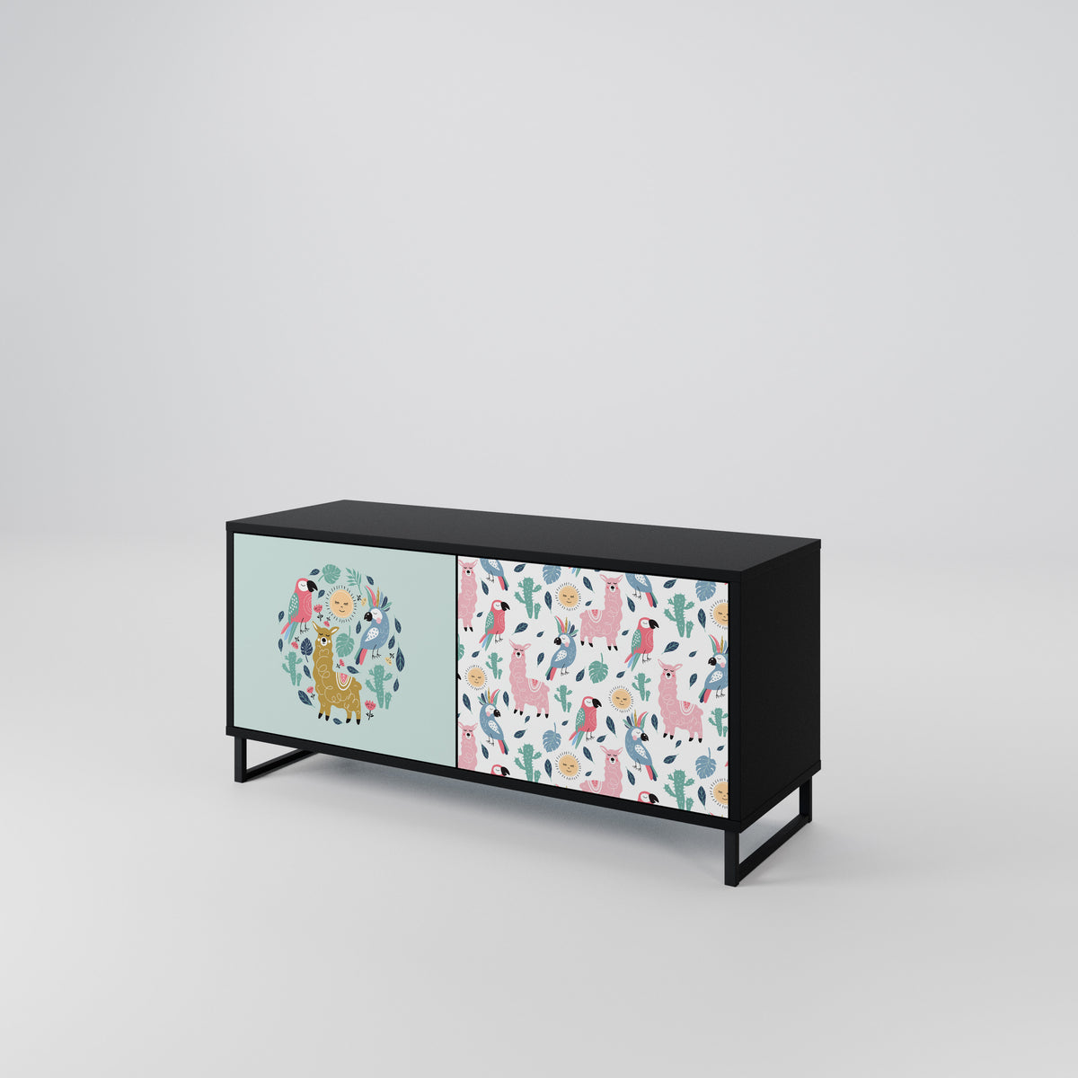 COLORFUL ALPACAS Mueble de TV Compacto de 2 puertas