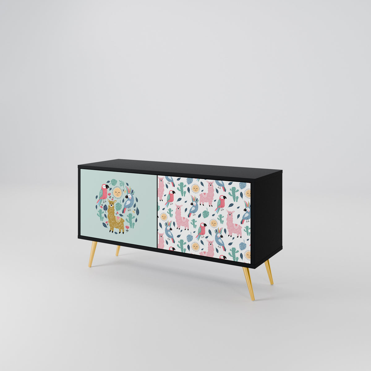 COLORFUL ALPACAS Mueble de TV Compacto de 2 puertas