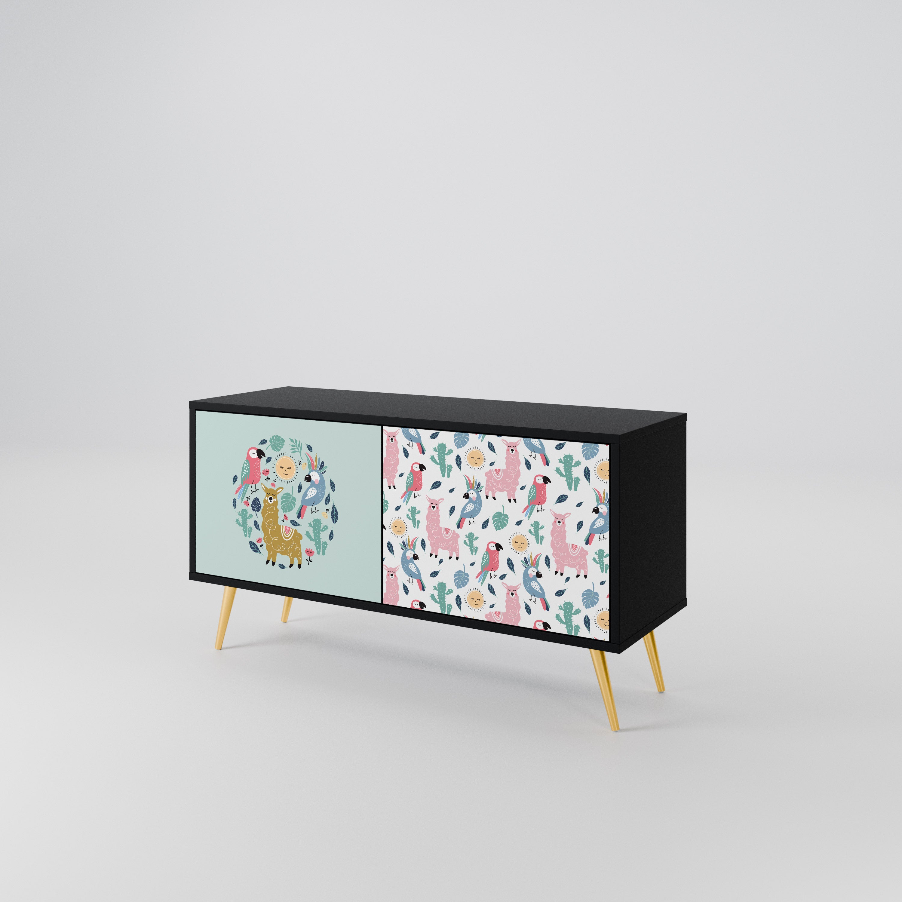 COLORFUL ALPACAS Mueble de TV Compacto de 2 puertas