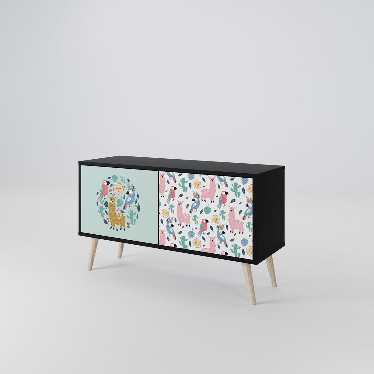 COLORFUL ALPACAS Mueble de TV Compacto de 2 puertas