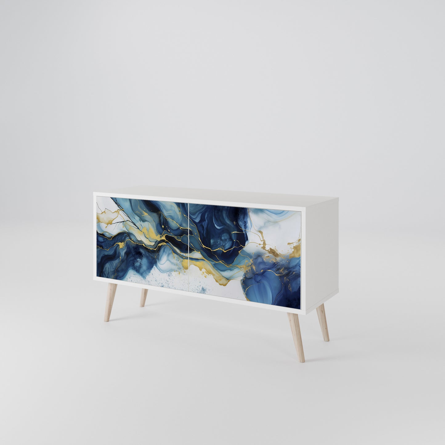 INKY MARBLE Mueble de TV Compacto de 2 puertas