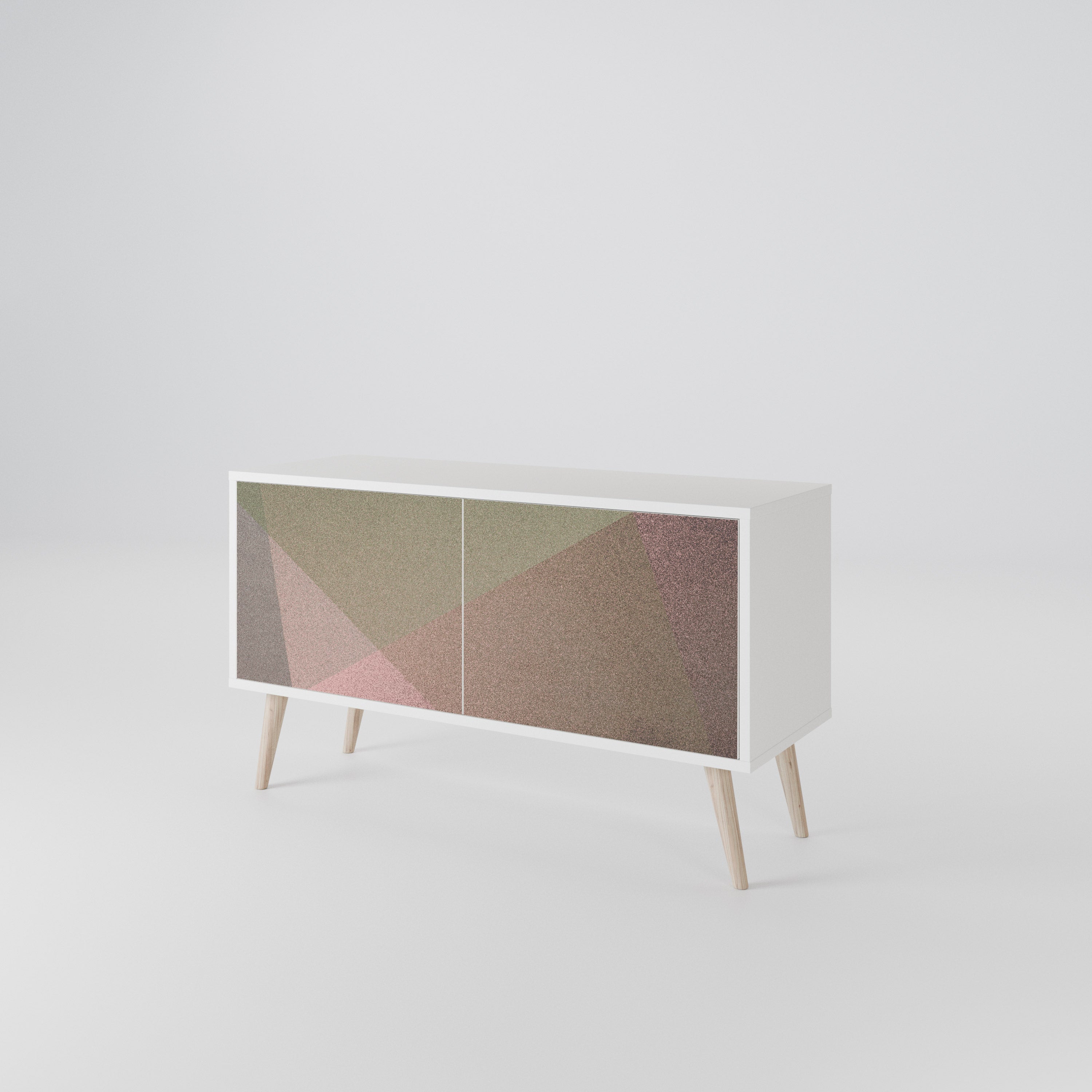 BEIGE GEOMETRY Mueble de TV Compacto de 2 puertas