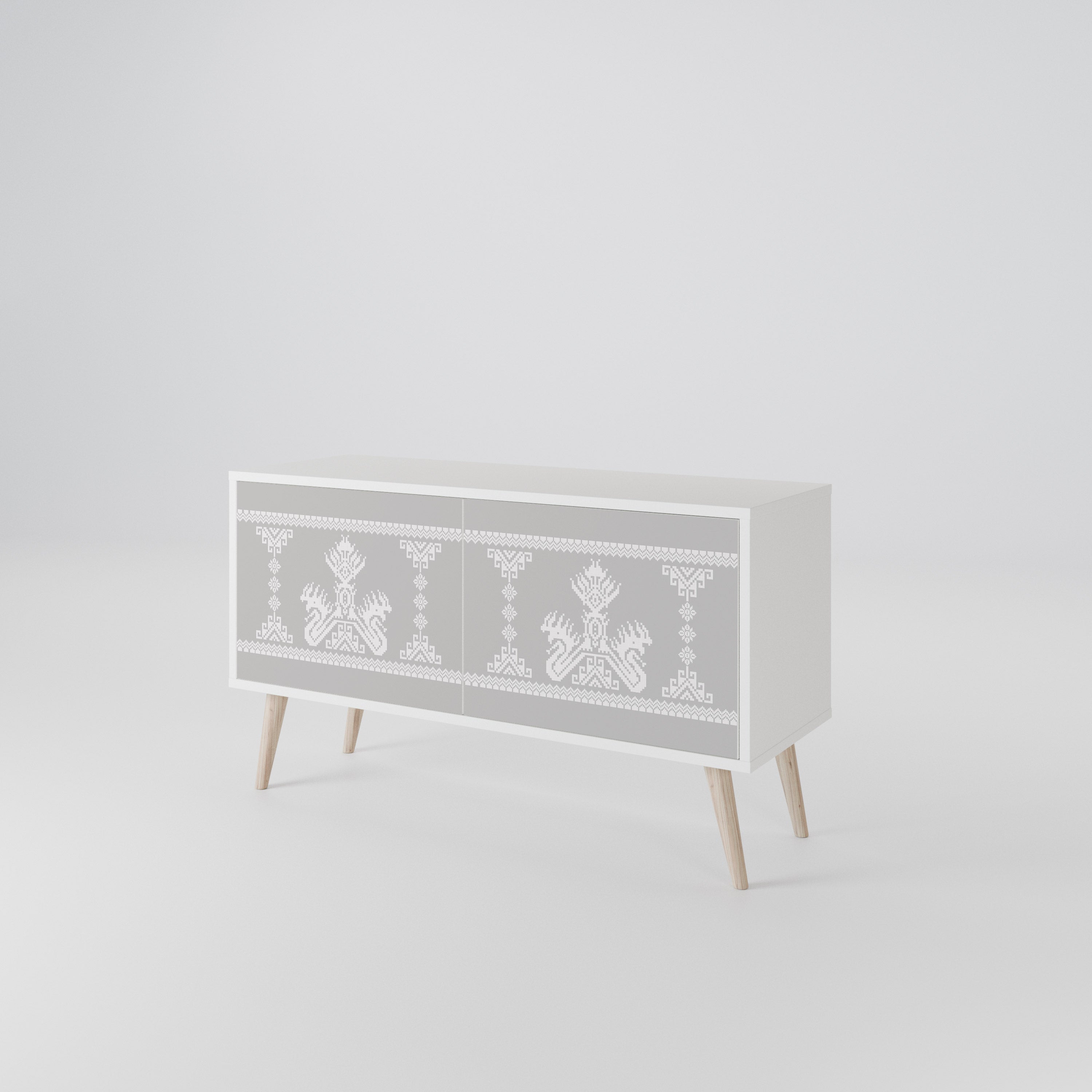 THAI GRAY Mueble de TV Compacto de 2 puertas