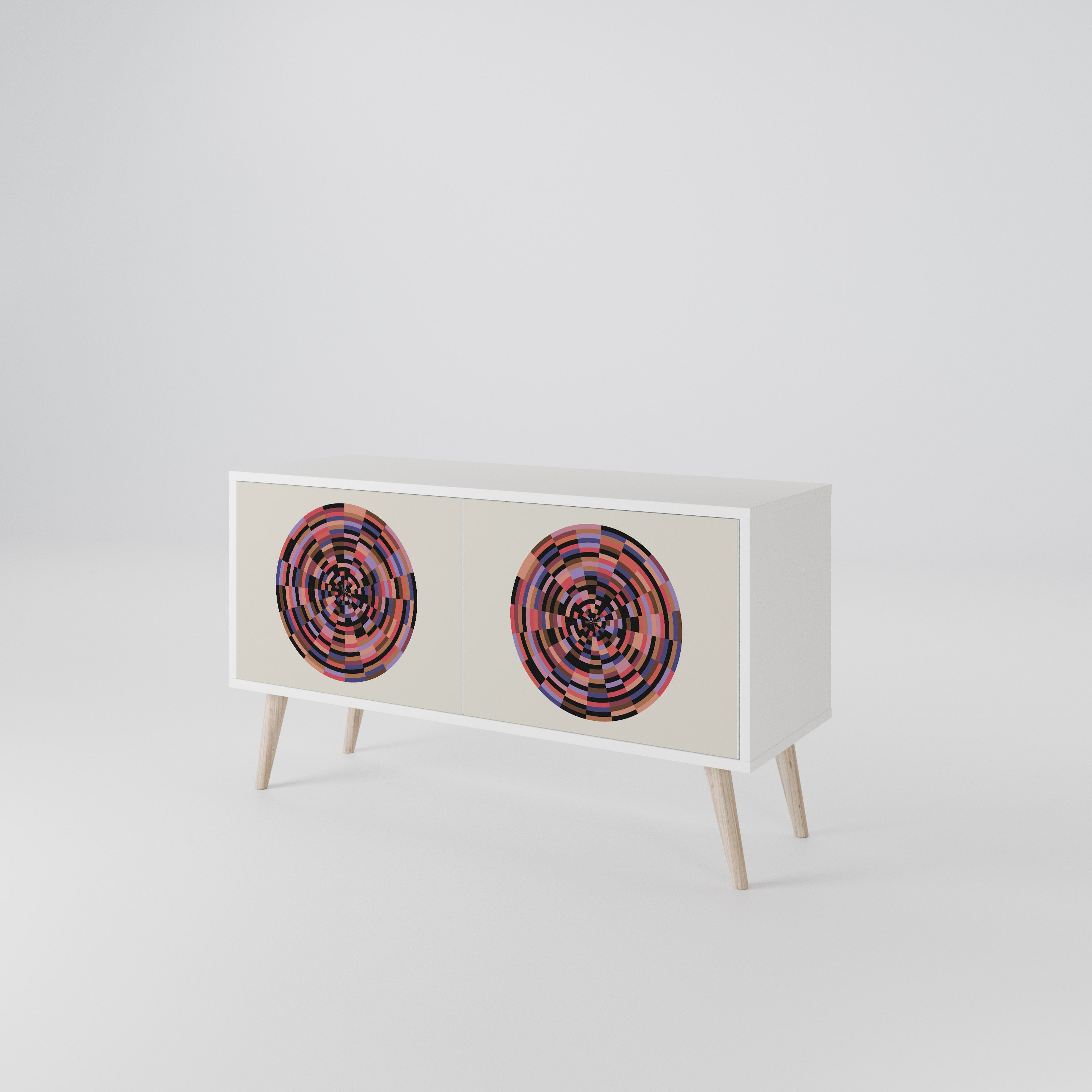 BROWN CIRCLES Mueble de TV Compacto de 2 puertas