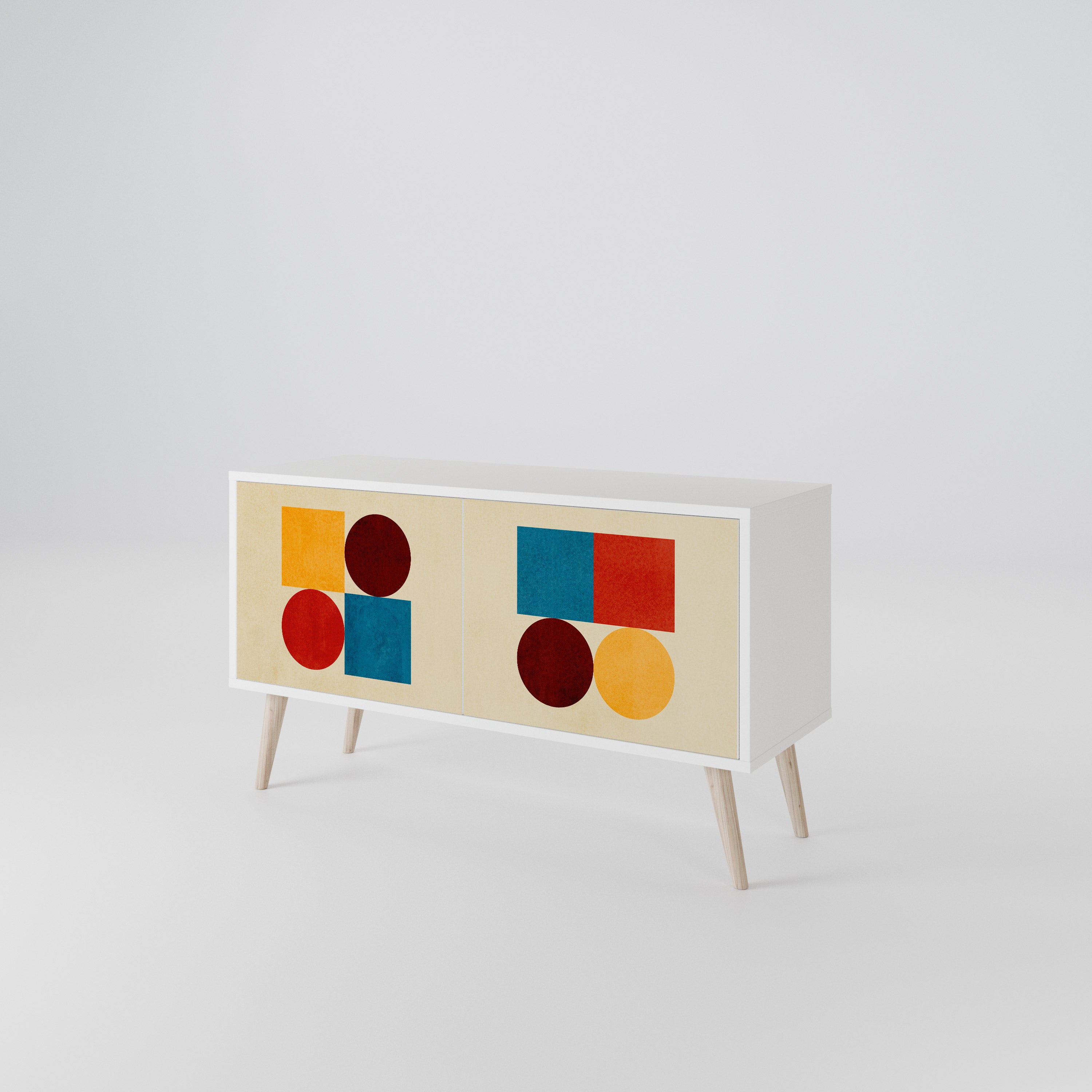 GEOMETRIC PUZZLE Compact 2-Door TV Cabinet
