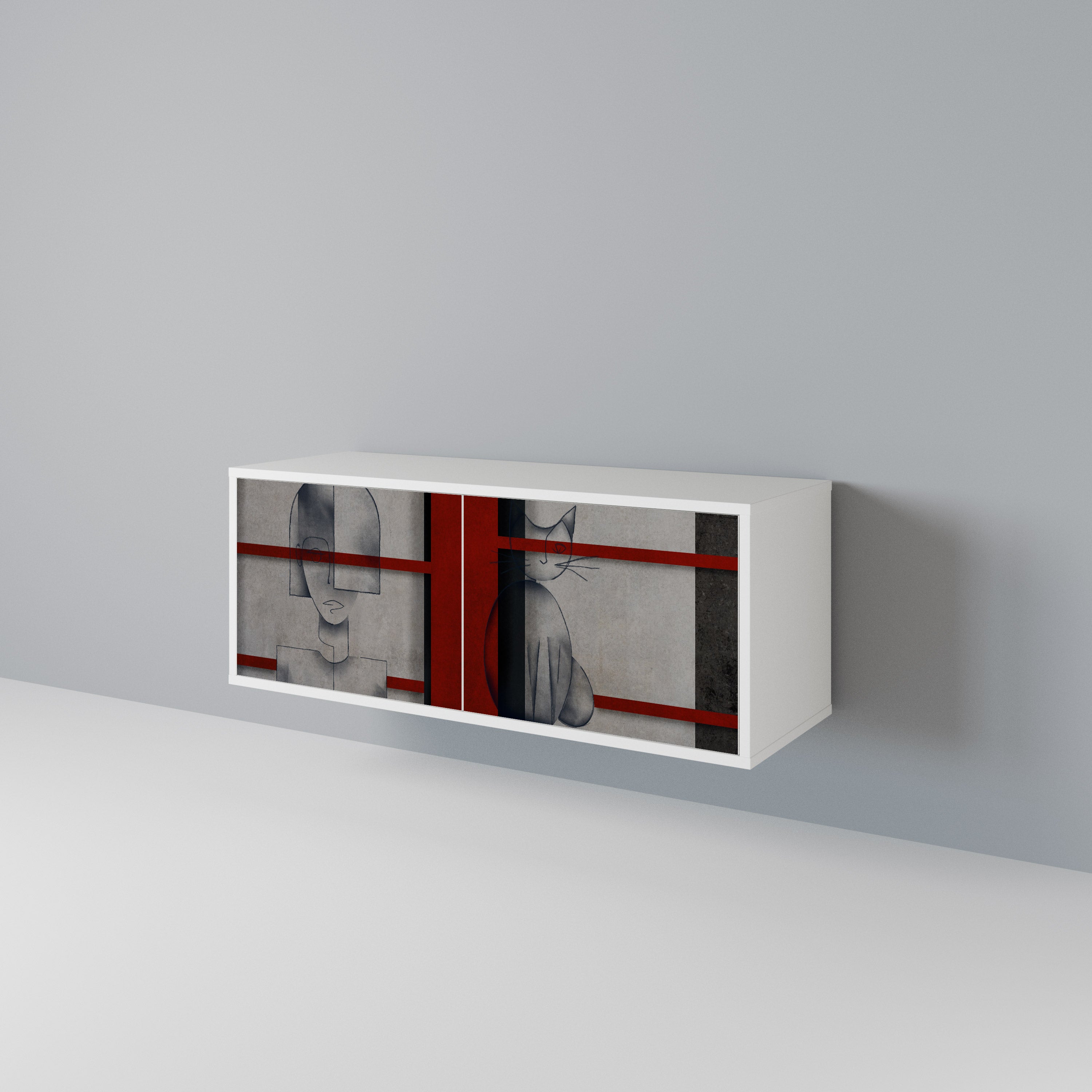 GRAY FIGURES Mueble de TV Compacto de 2 puertas