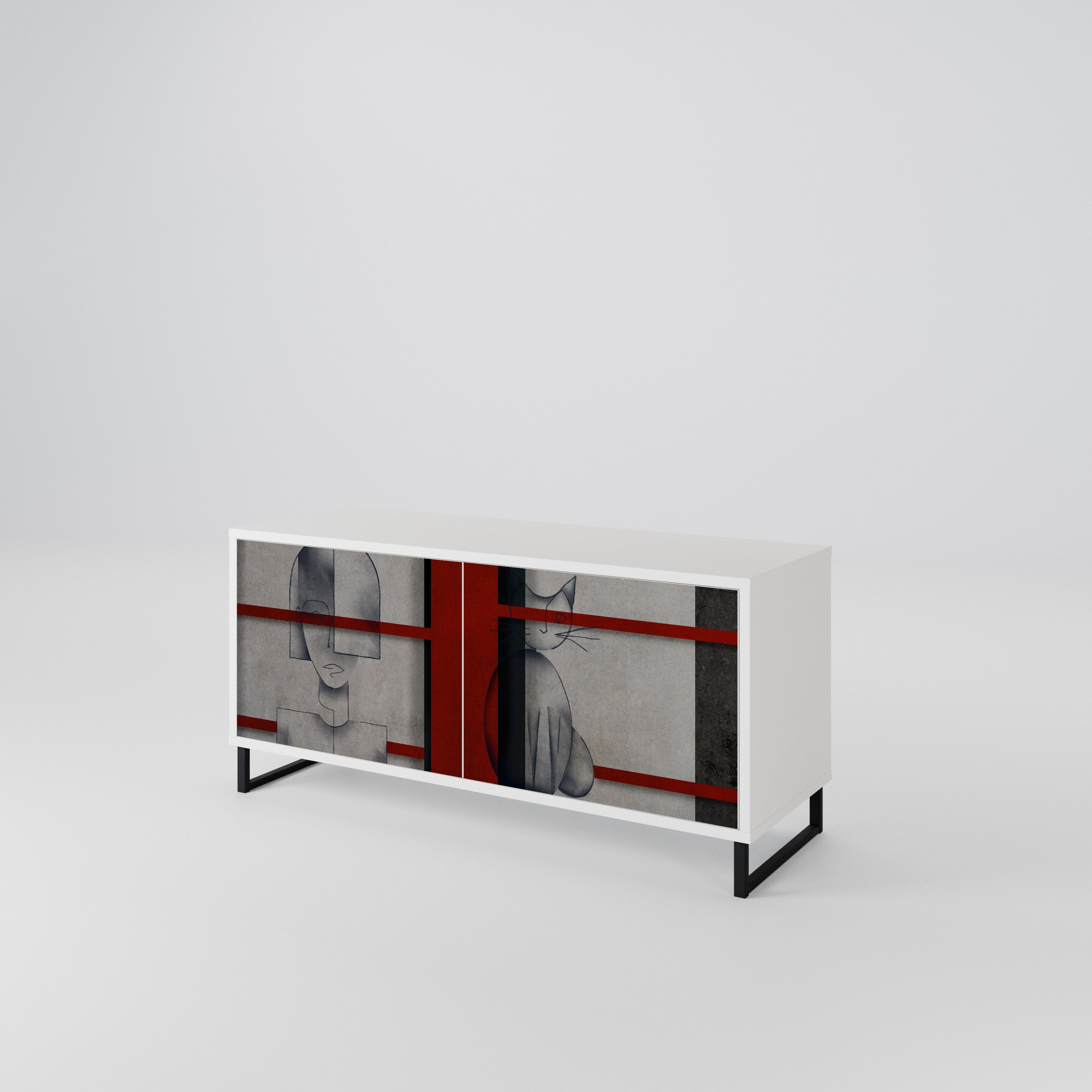GRAY FIGURES Mueble de TV Compacto de 2 puertas