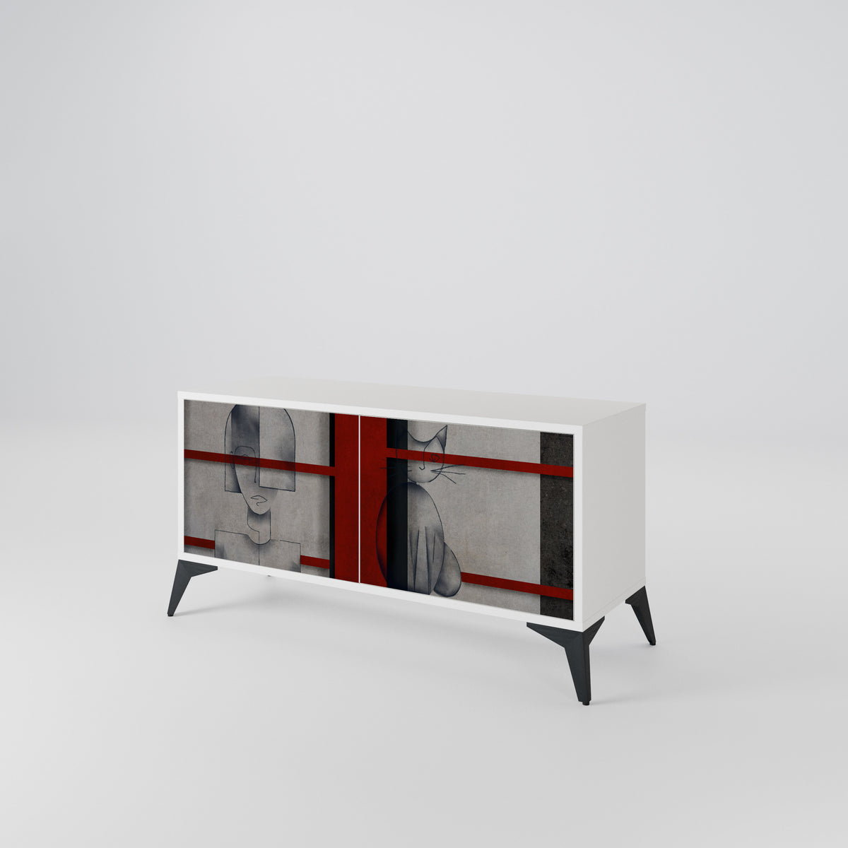 GRAY FIGURES Mueble de TV Compacto de 2 puertas