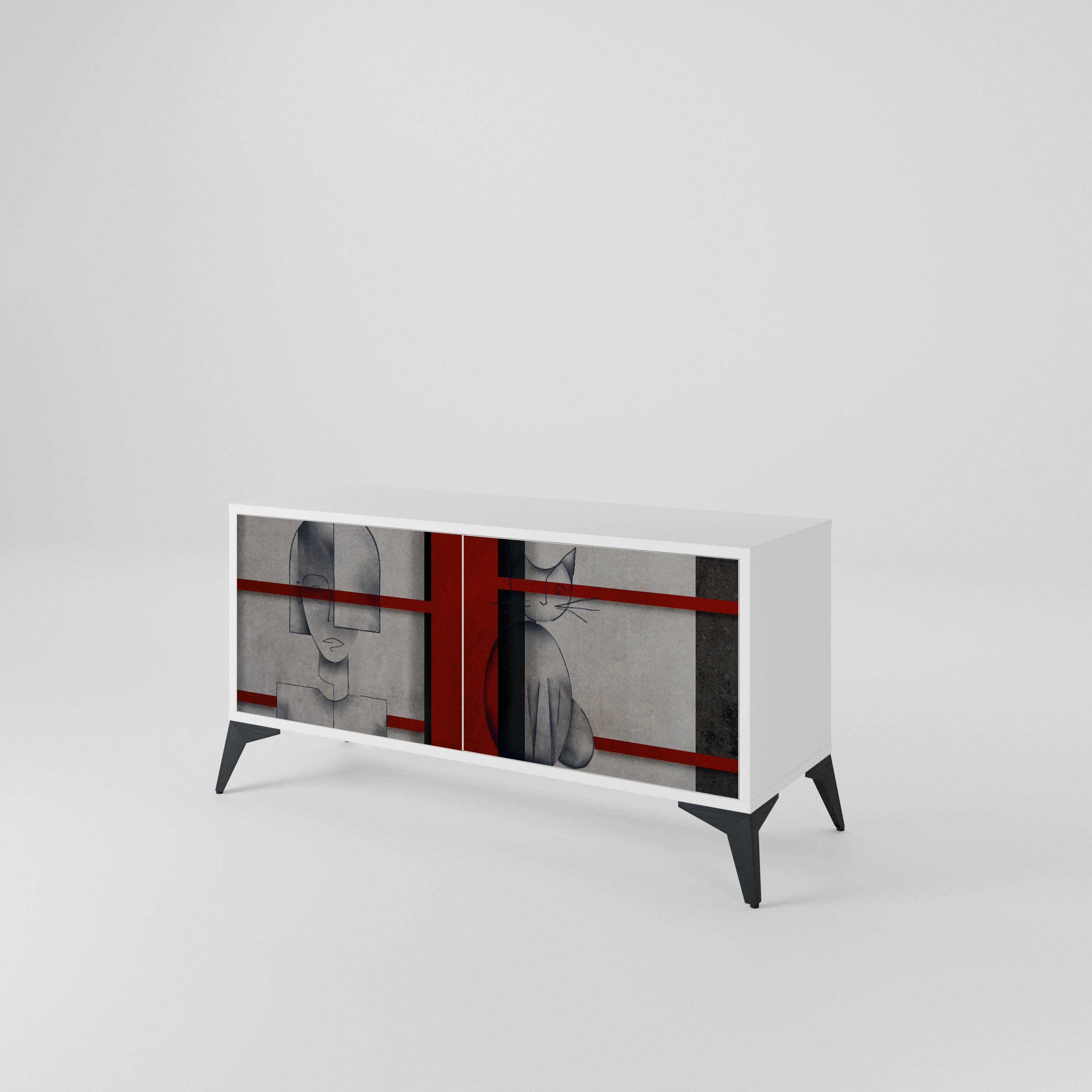 GRAY FIGURES Mueble de TV Compacto de 2 puertas