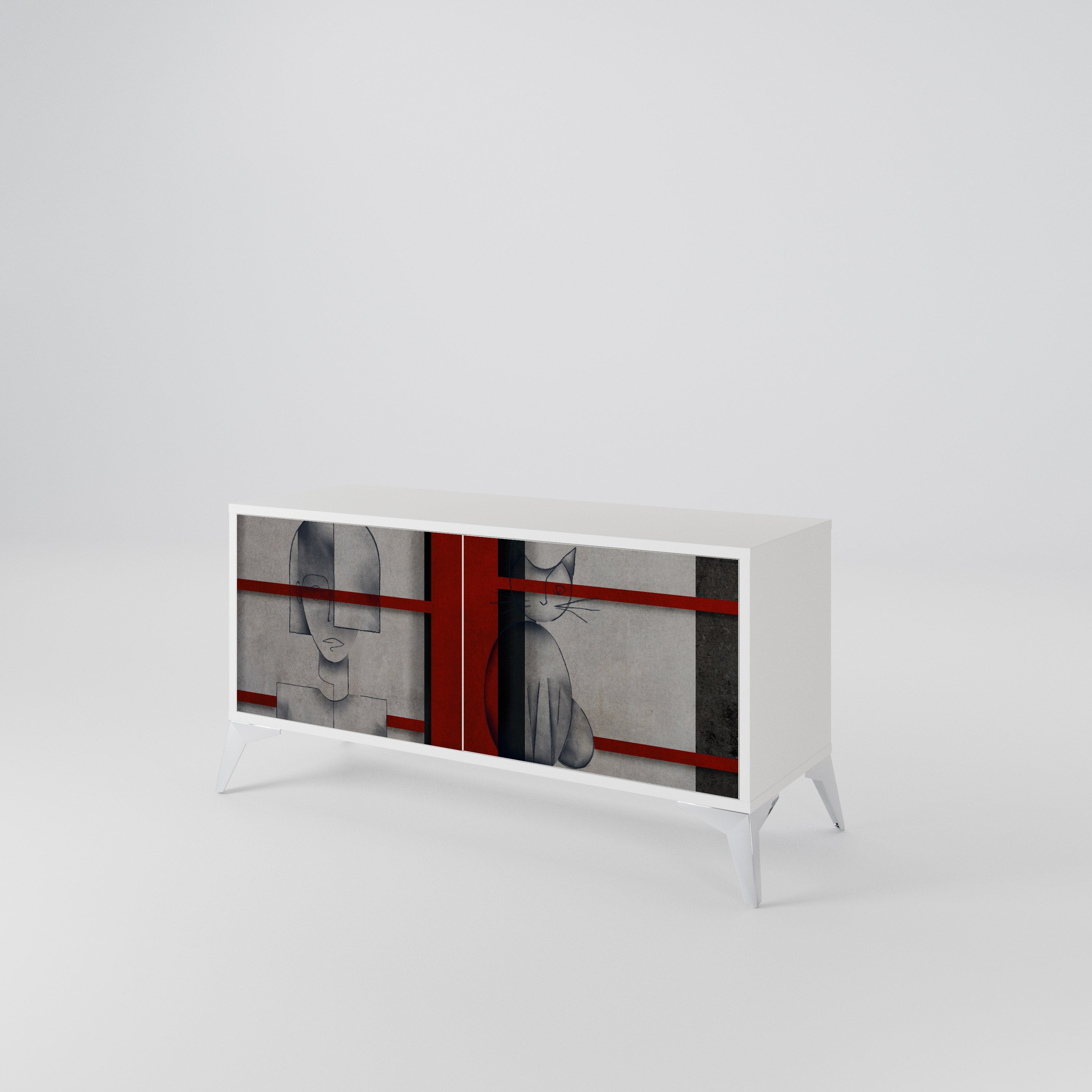 GRAY FIGURES Mueble de TV Compacto de 2 puertas
