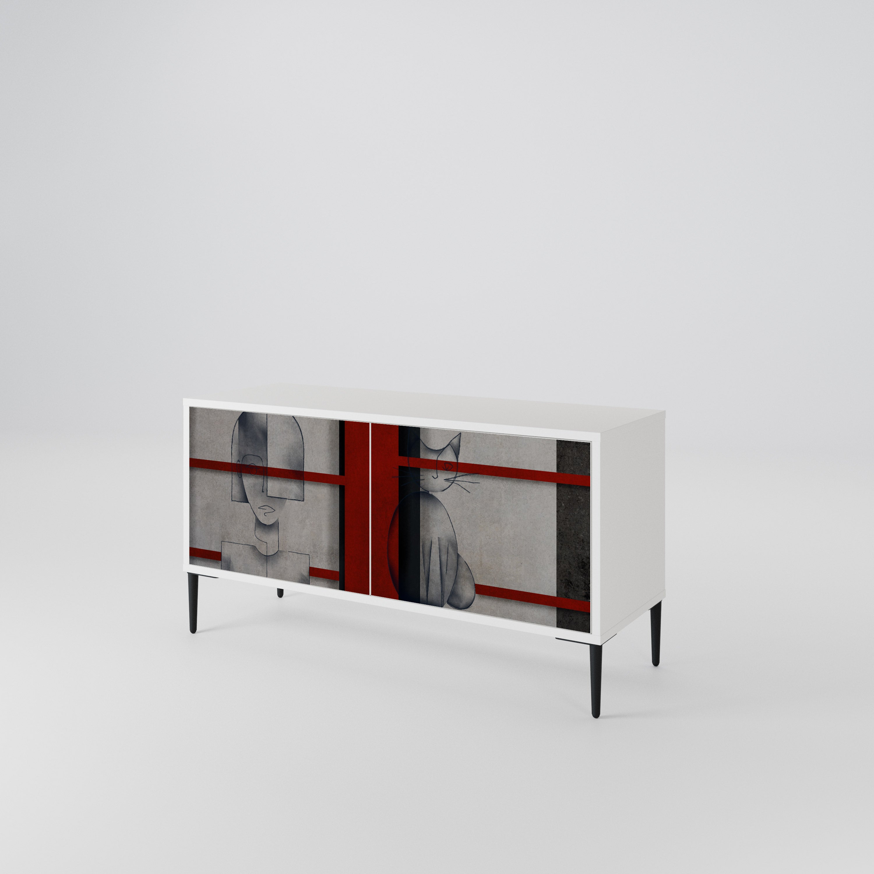 GRAY FIGURES Mueble de TV Compacto de 2 puertas