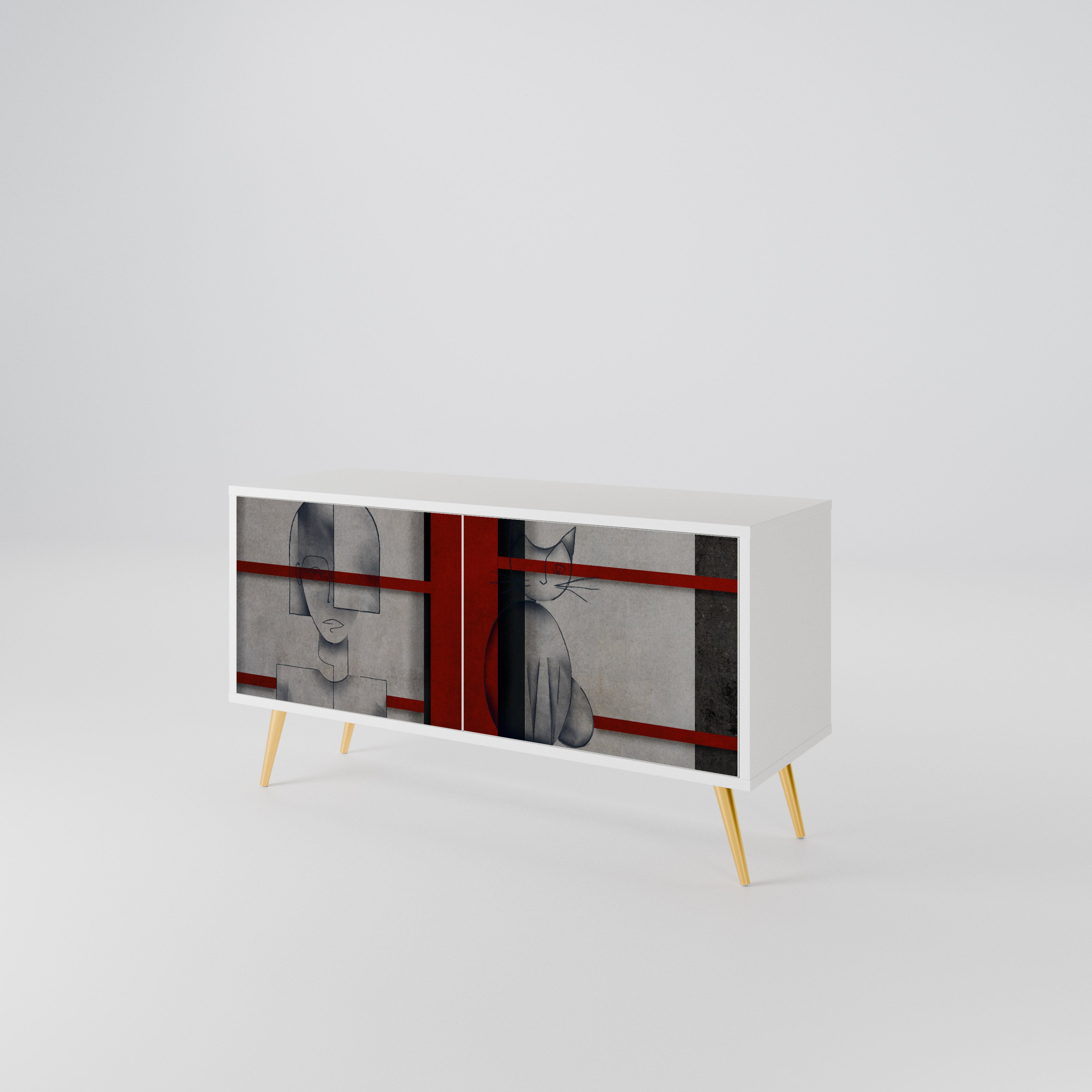 GRAY FIGURES Mueble de TV Compacto de 2 puertas