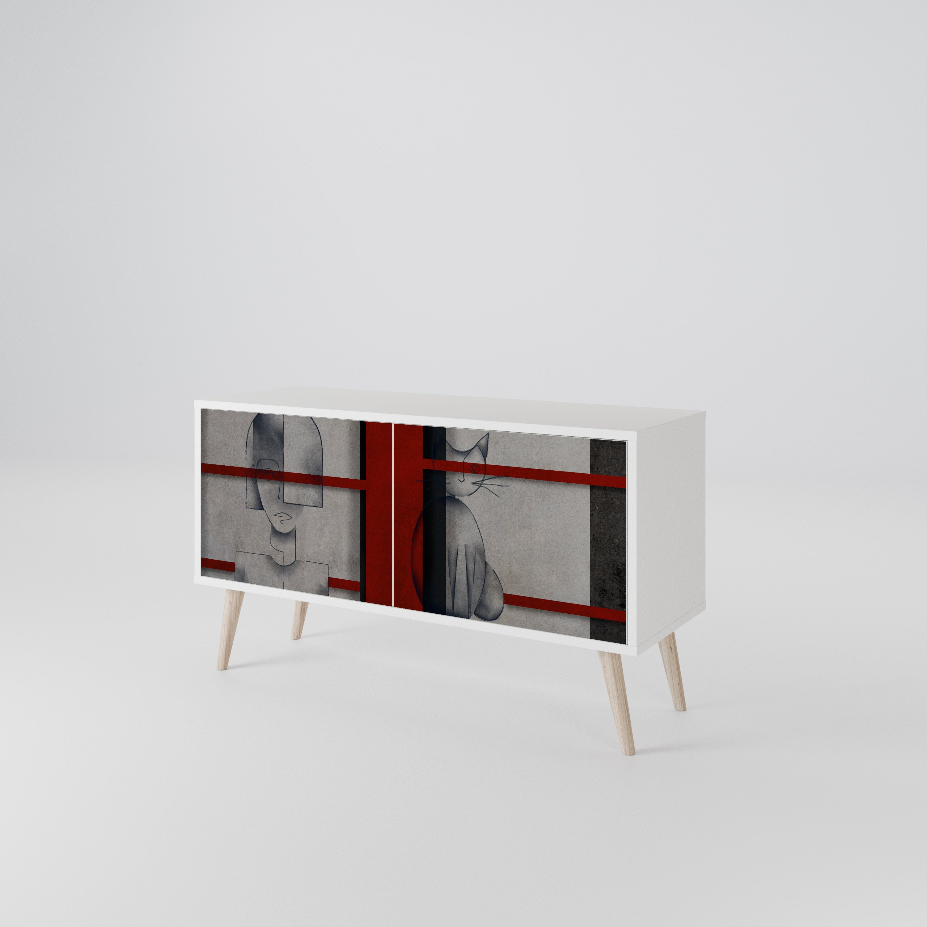 GRAY FIGURES Mueble de TV Compacto de 2 puertas