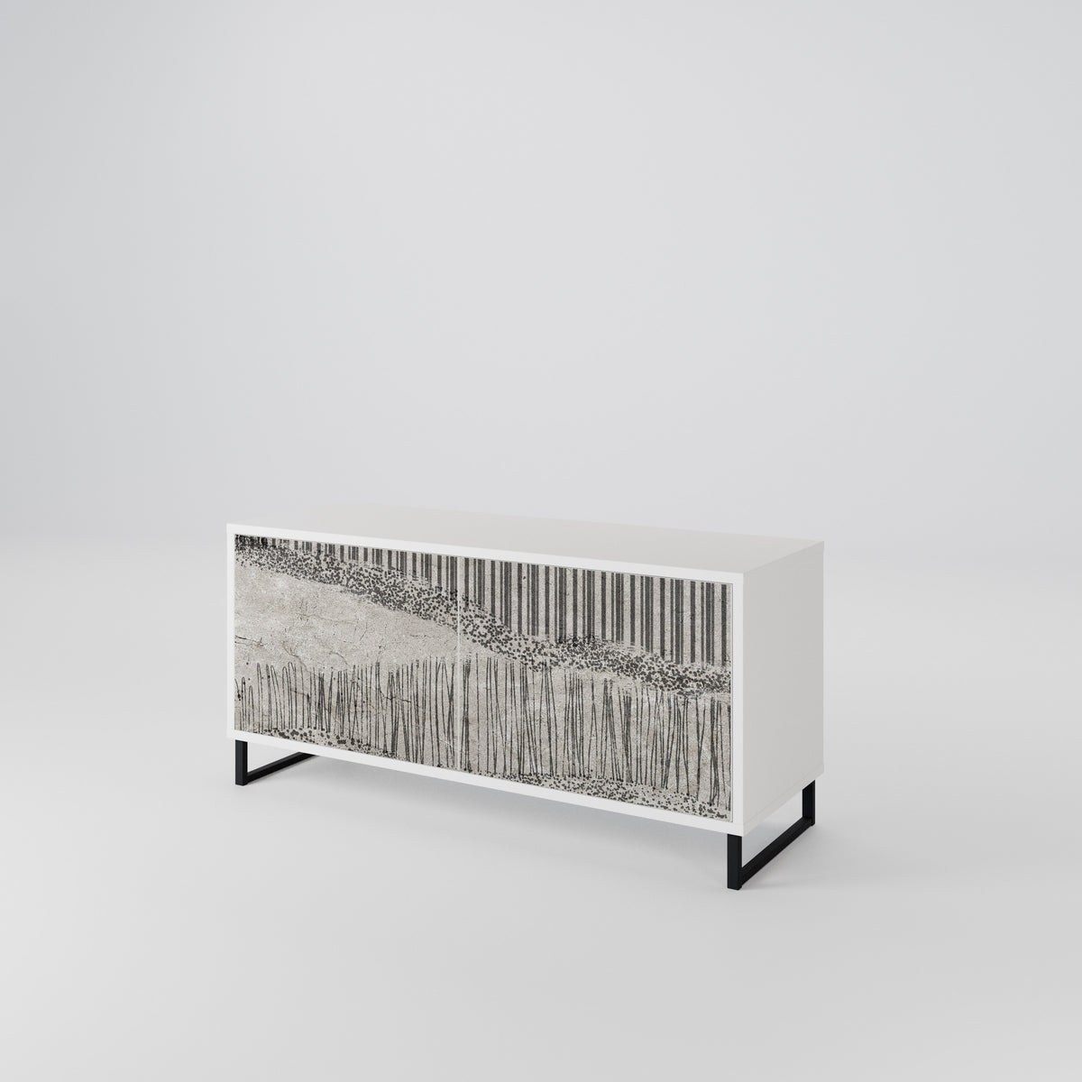 GRAIN LINES Mueble de TV Compacto de 2 puertas
