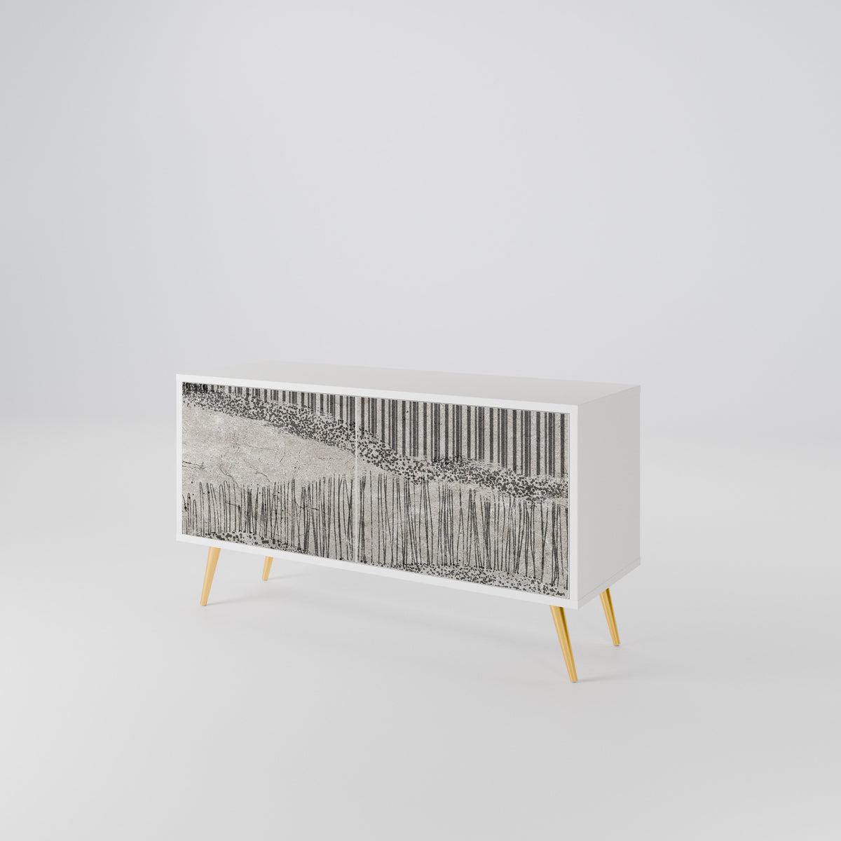 GRAIN LINES Mueble de TV Compacto de 2 puertas