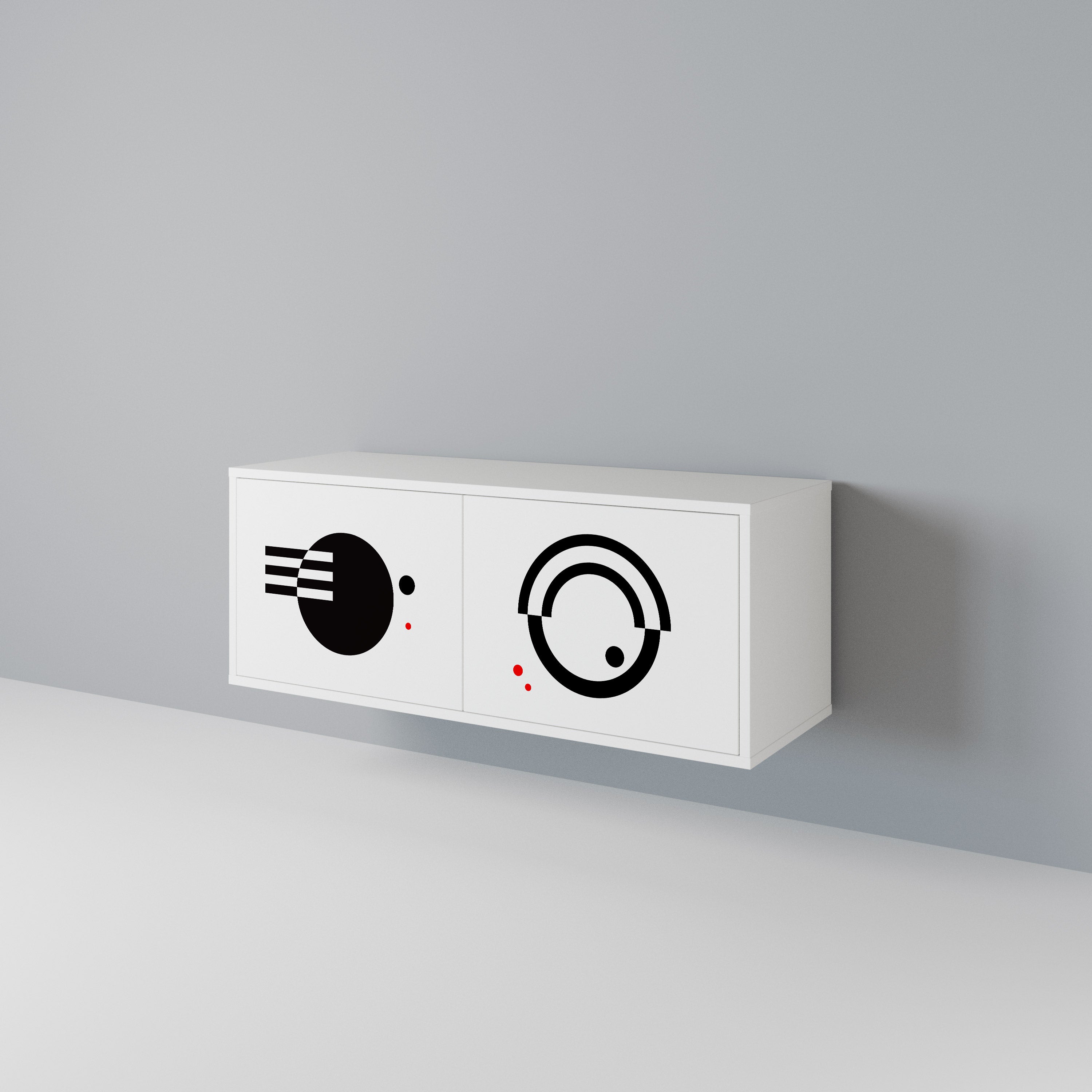 BLACK AND WHITE COMBINATION Mueble de TV Compacto de 2 puertas