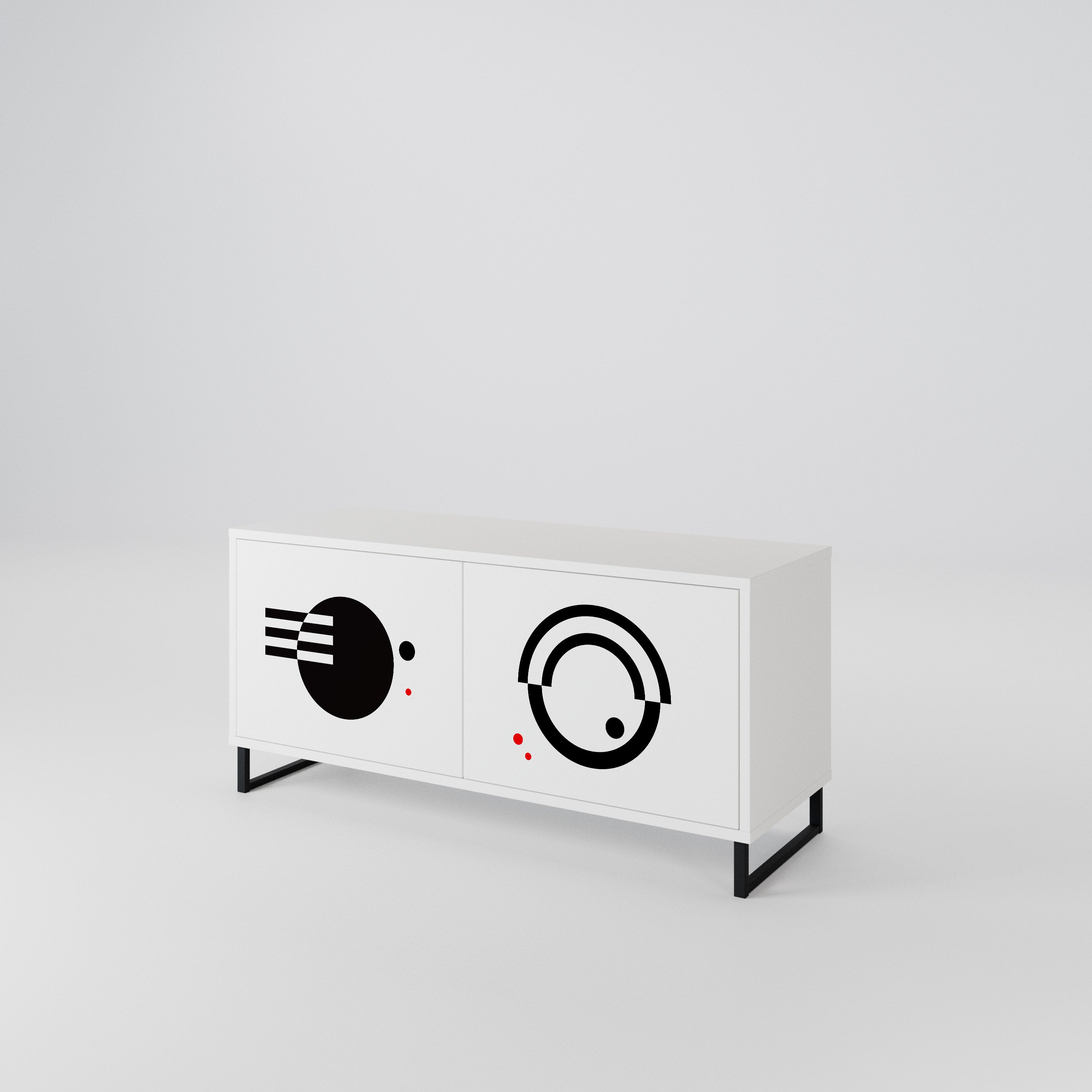 BLACK AND WHITE COMBINATION Mueble de TV Compacto de 2 puertas
