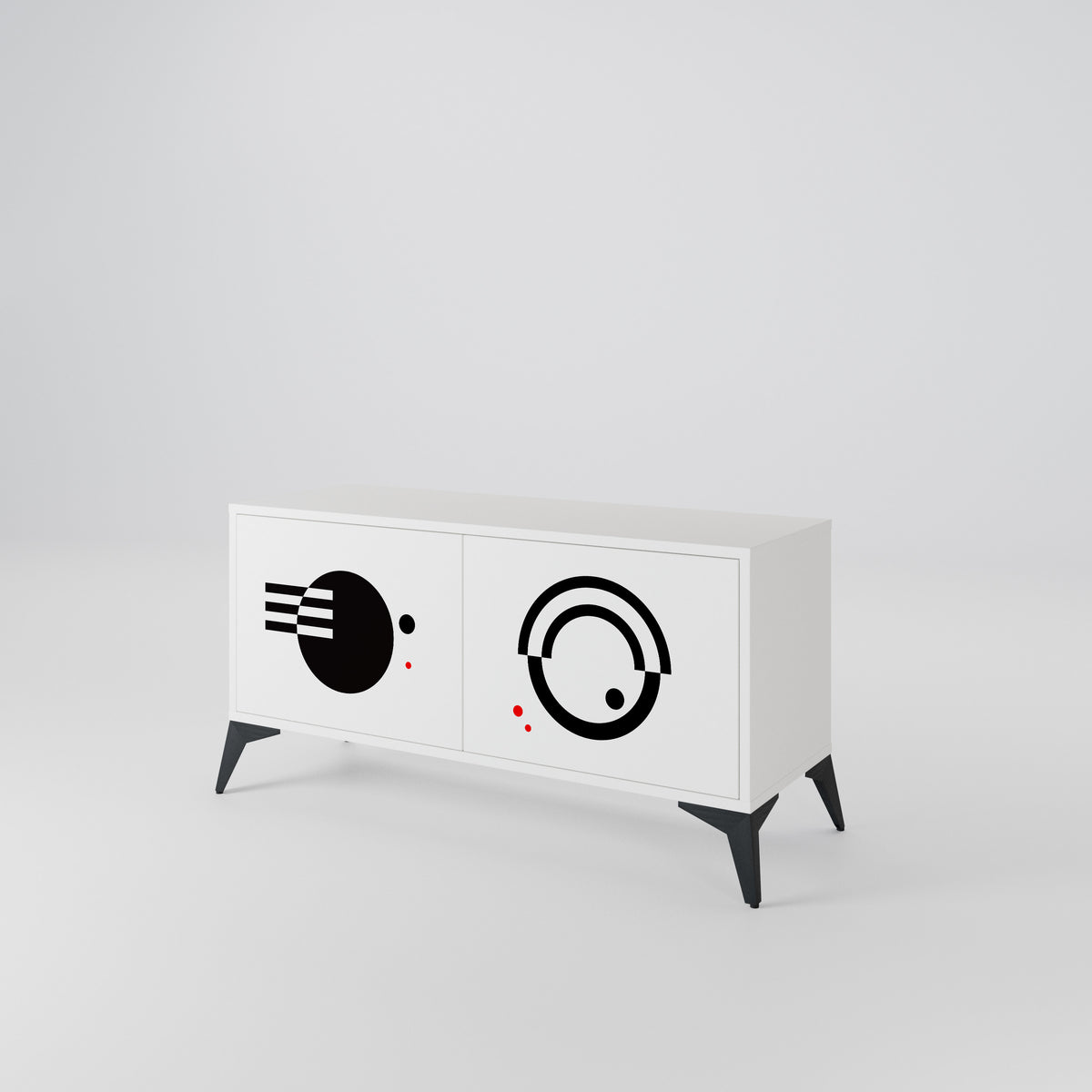 BLACK AND WHITE COMBINATION Compact 2-Door TV Cabinet