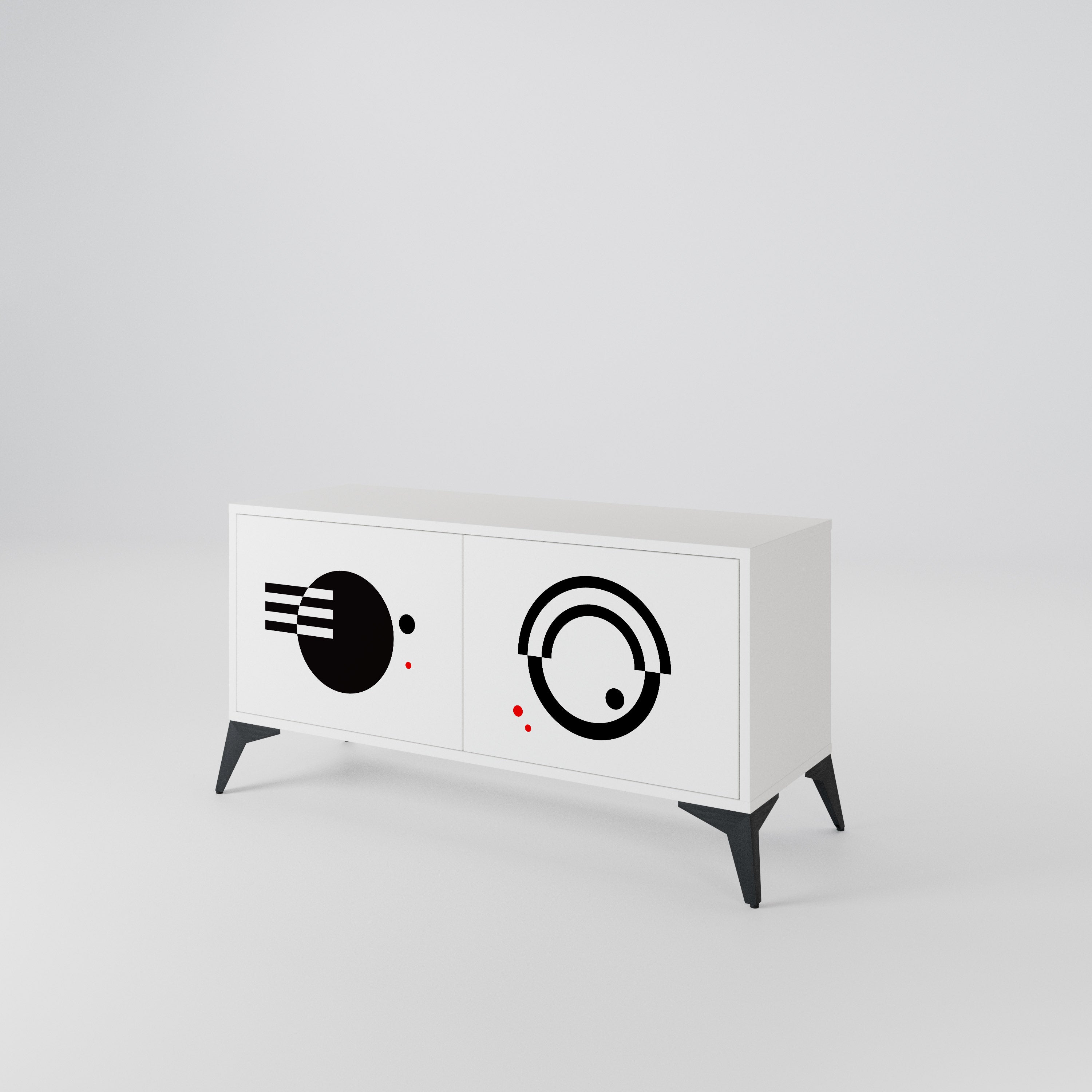 BLACK AND WHITE COMBINATION Mueble de TV Compacto de 2 puertas