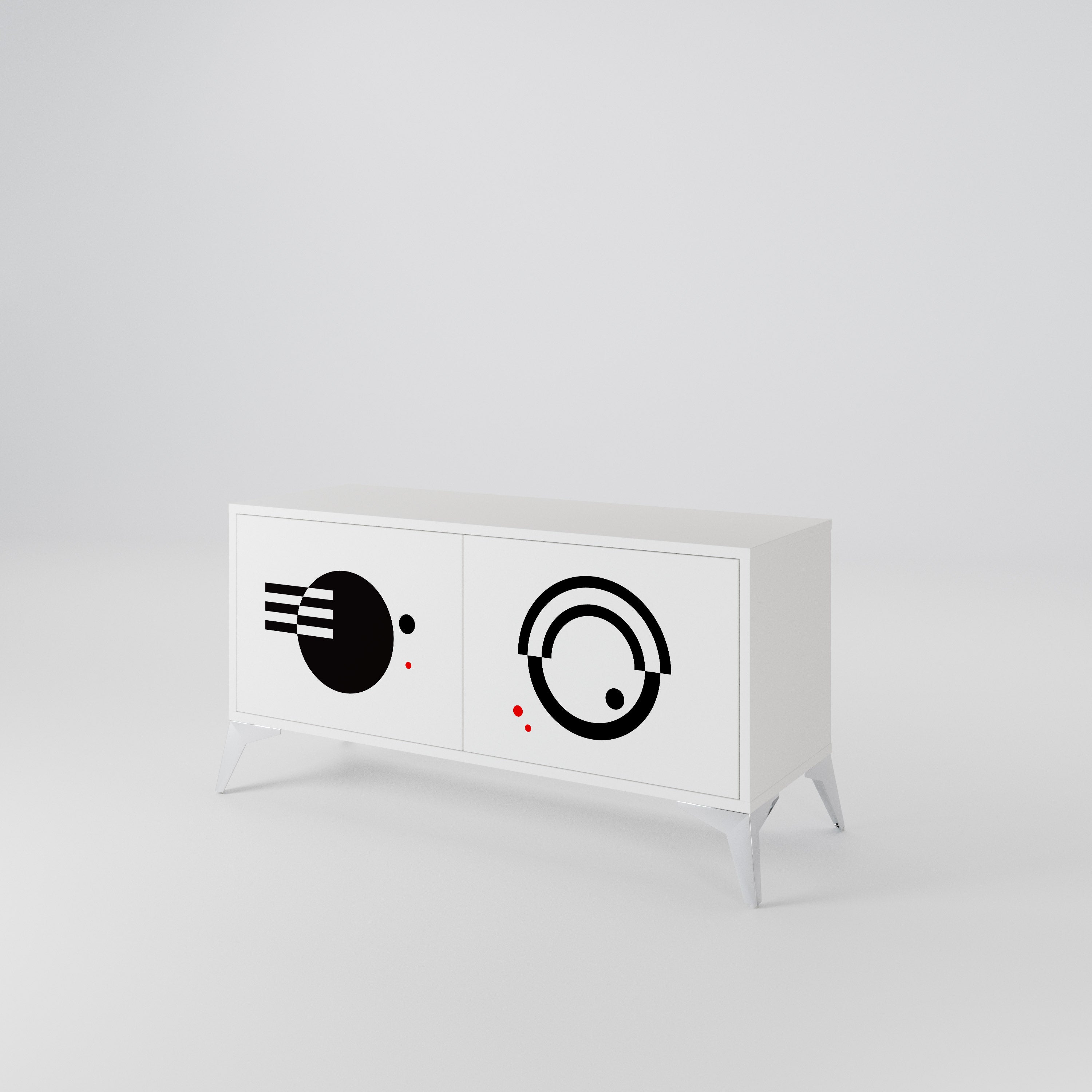 BLACK AND WHITE COMBINATION Mueble de TV Compacto de 2 puertas