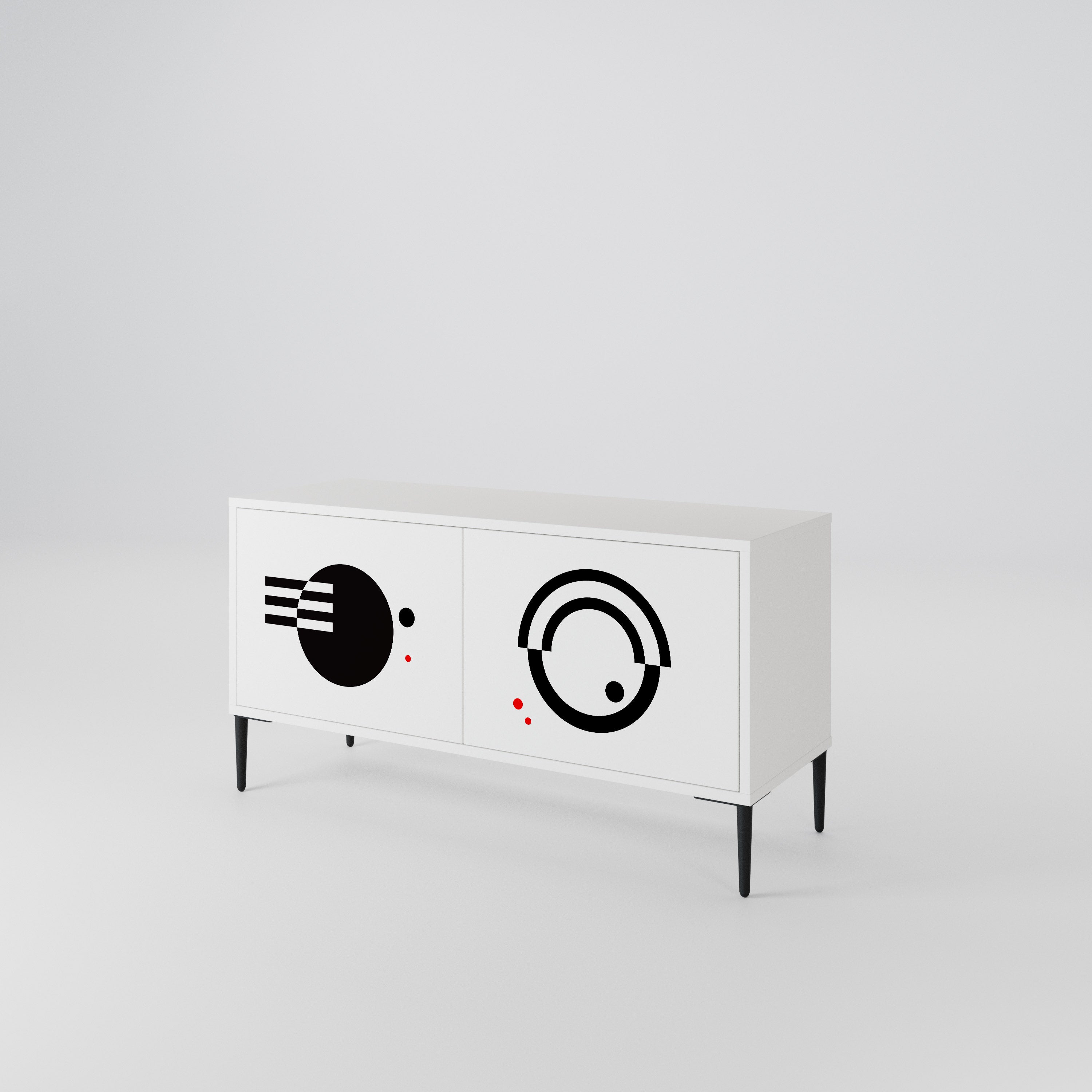 BLACK AND WHITE COMBINATION Mueble de TV Compacto de 2 puertas