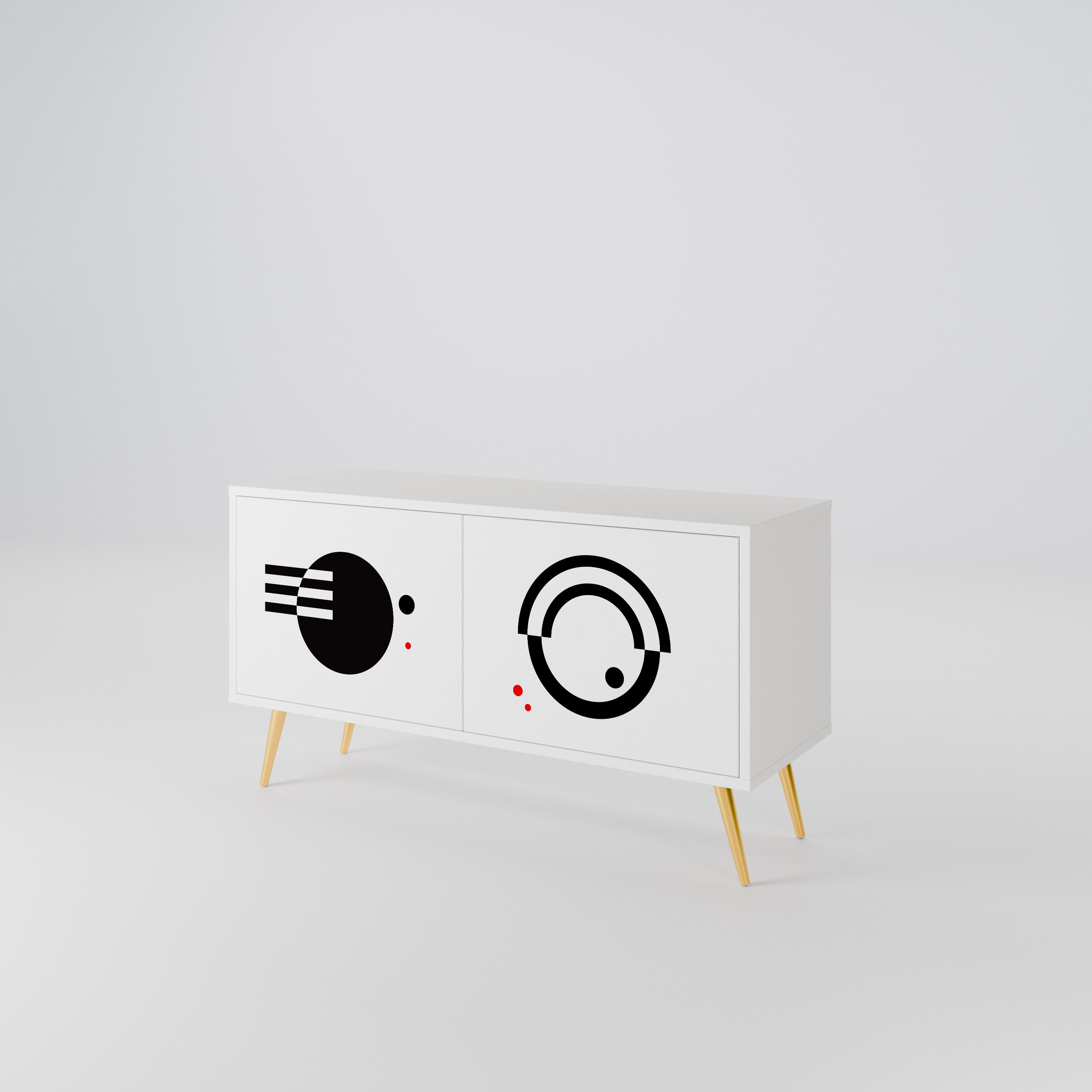 BLACK AND WHITE COMBINATION Mueble de TV Compacto de 2 puertas