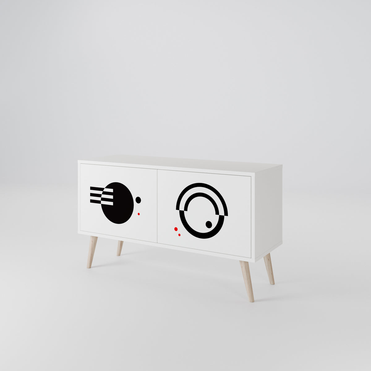 BLACK AND WHITE COMBINATION Mueble de TV Compacto de 2 puertas