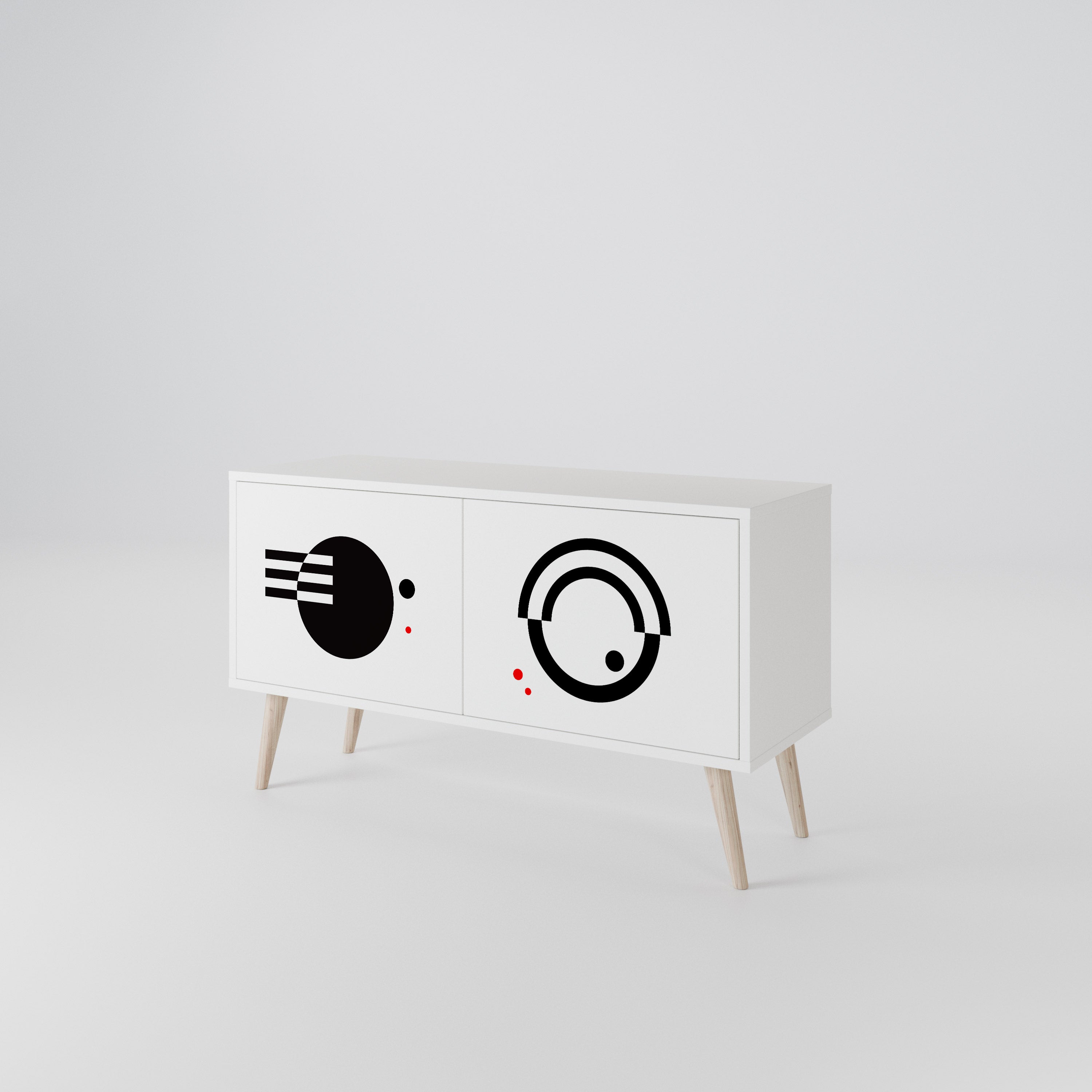 BLACK AND WHITE COMBINATION Mueble de TV Compacto de 2 puertas