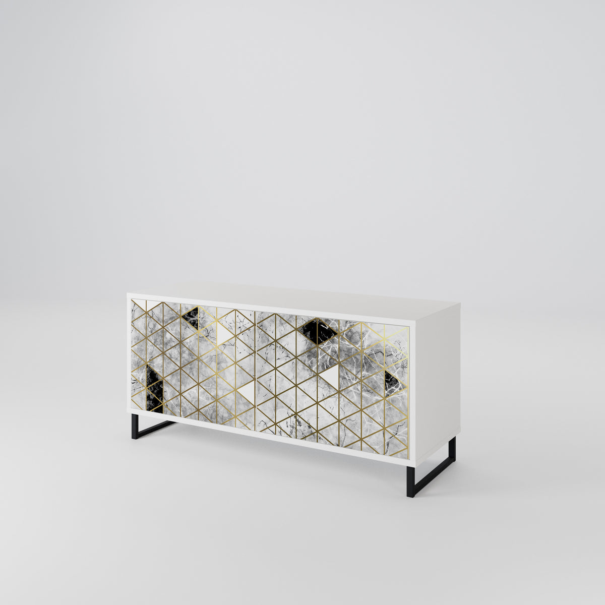 ASHEN ARIA Mueble de TV Compacto de 2 puertas