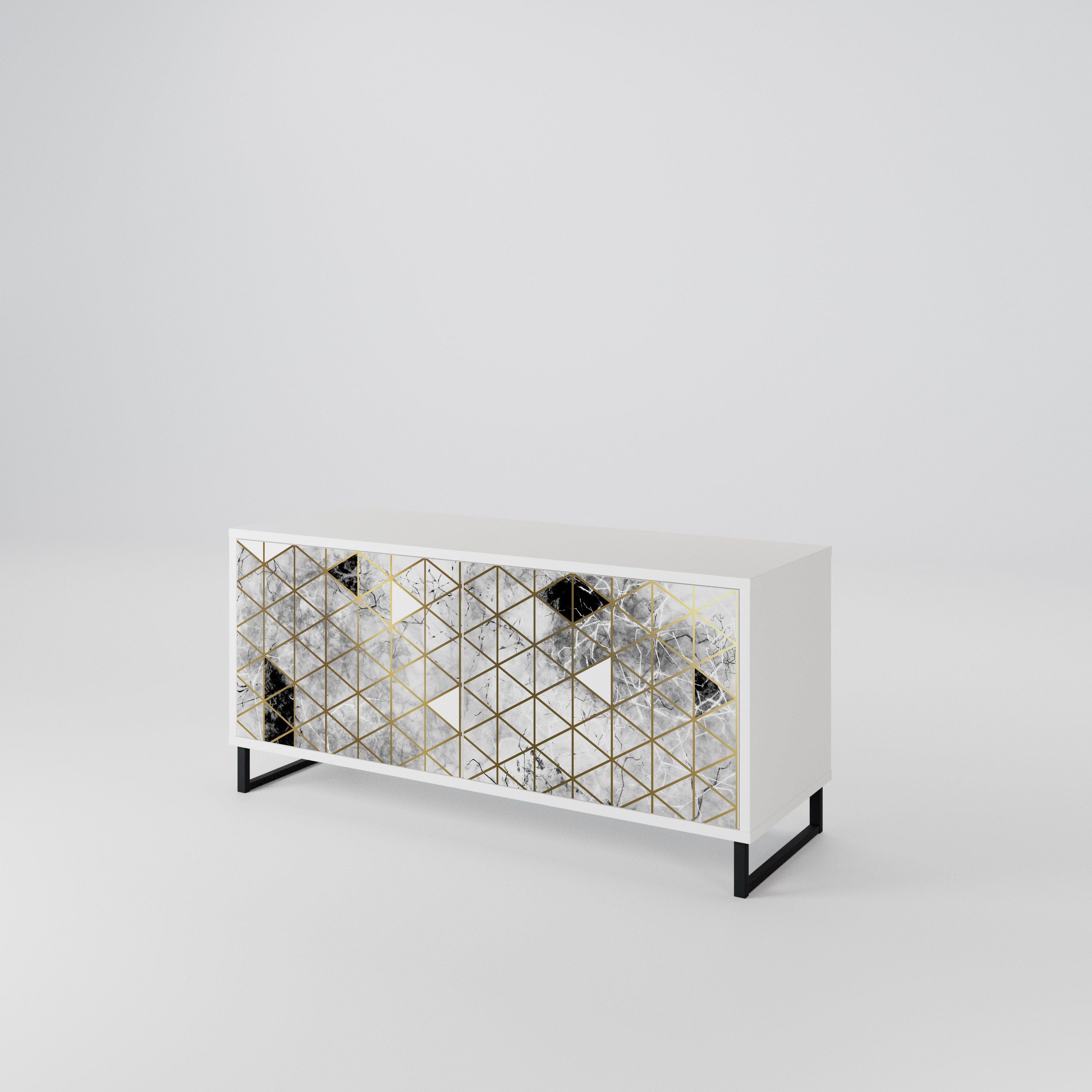 ASHEN ARIA Mueble de TV Compacto de 2 puertas