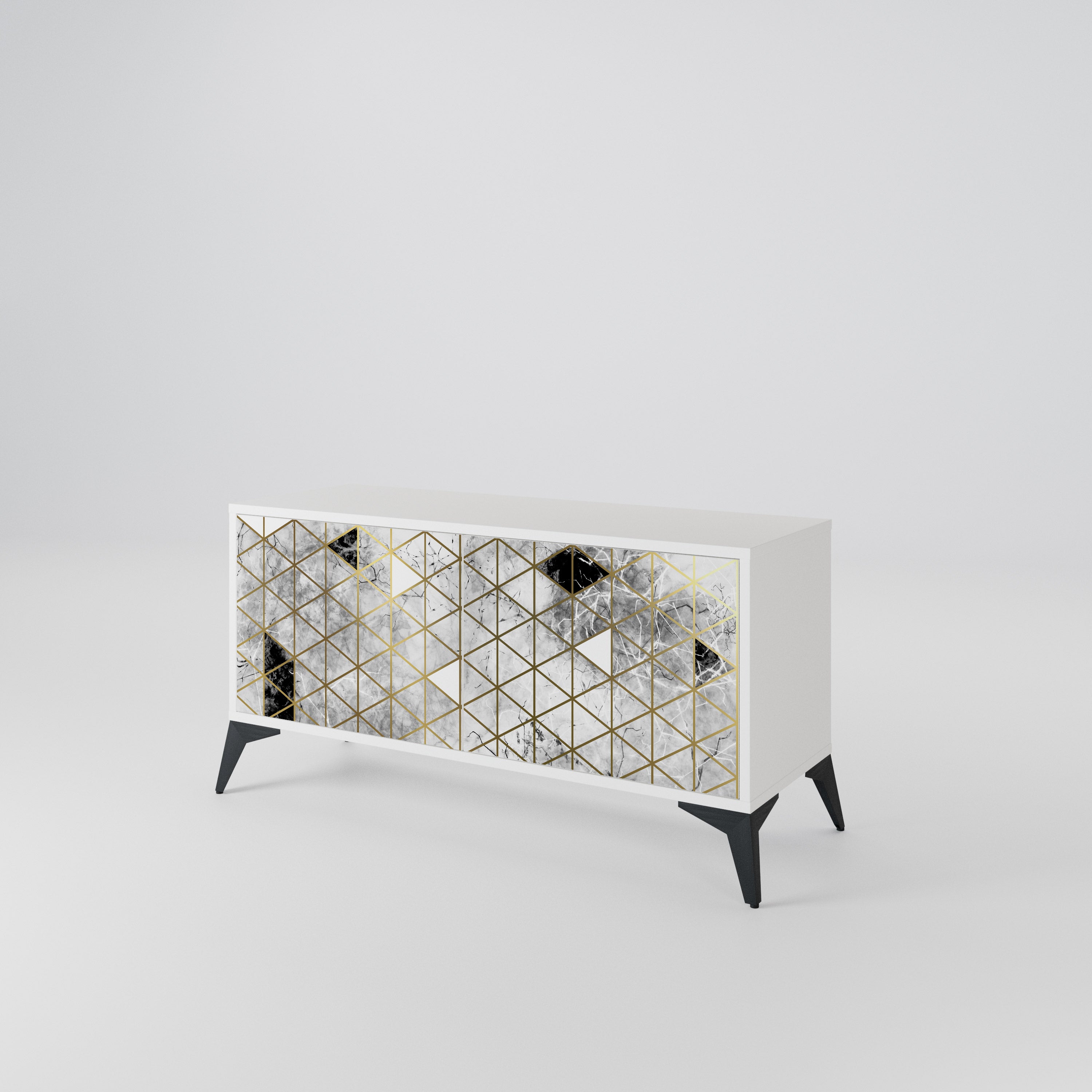 ASHEN ARIA Mueble de TV Compacto de 2 puertas