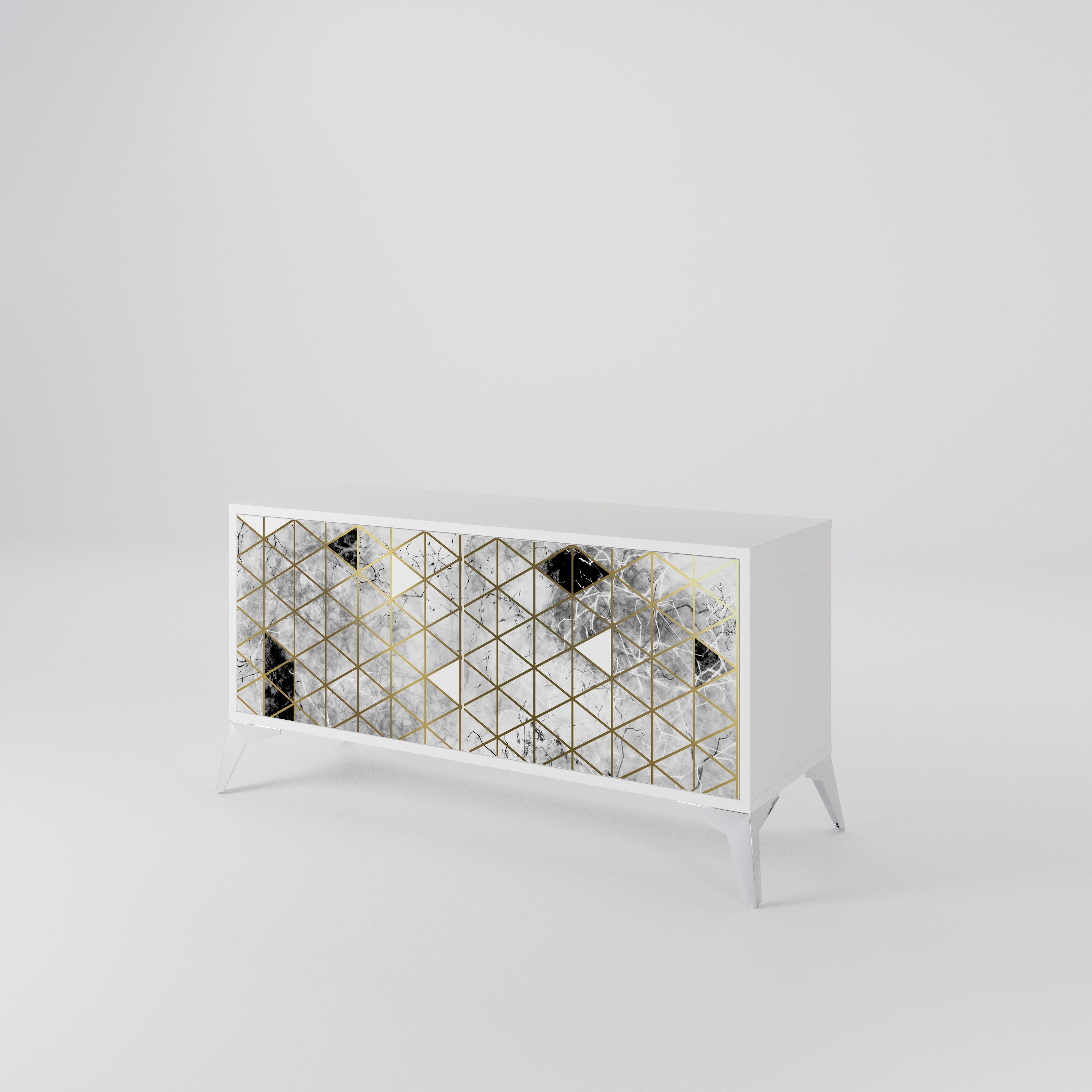 ASHEN ARIA Mueble de TV Compacto de 2 puertas