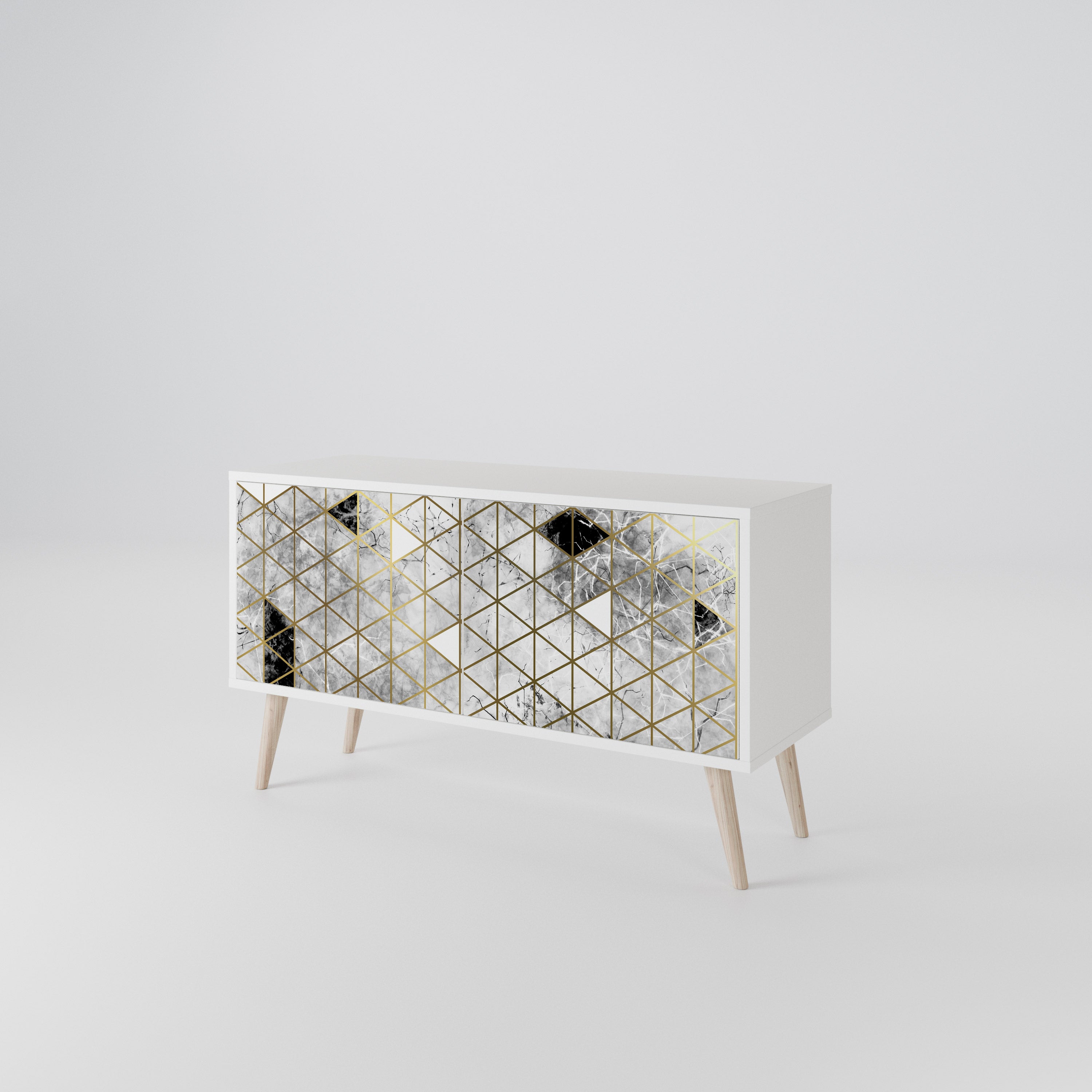 ASHEN ARIA Mueble de TV Compacto de 2 puertas