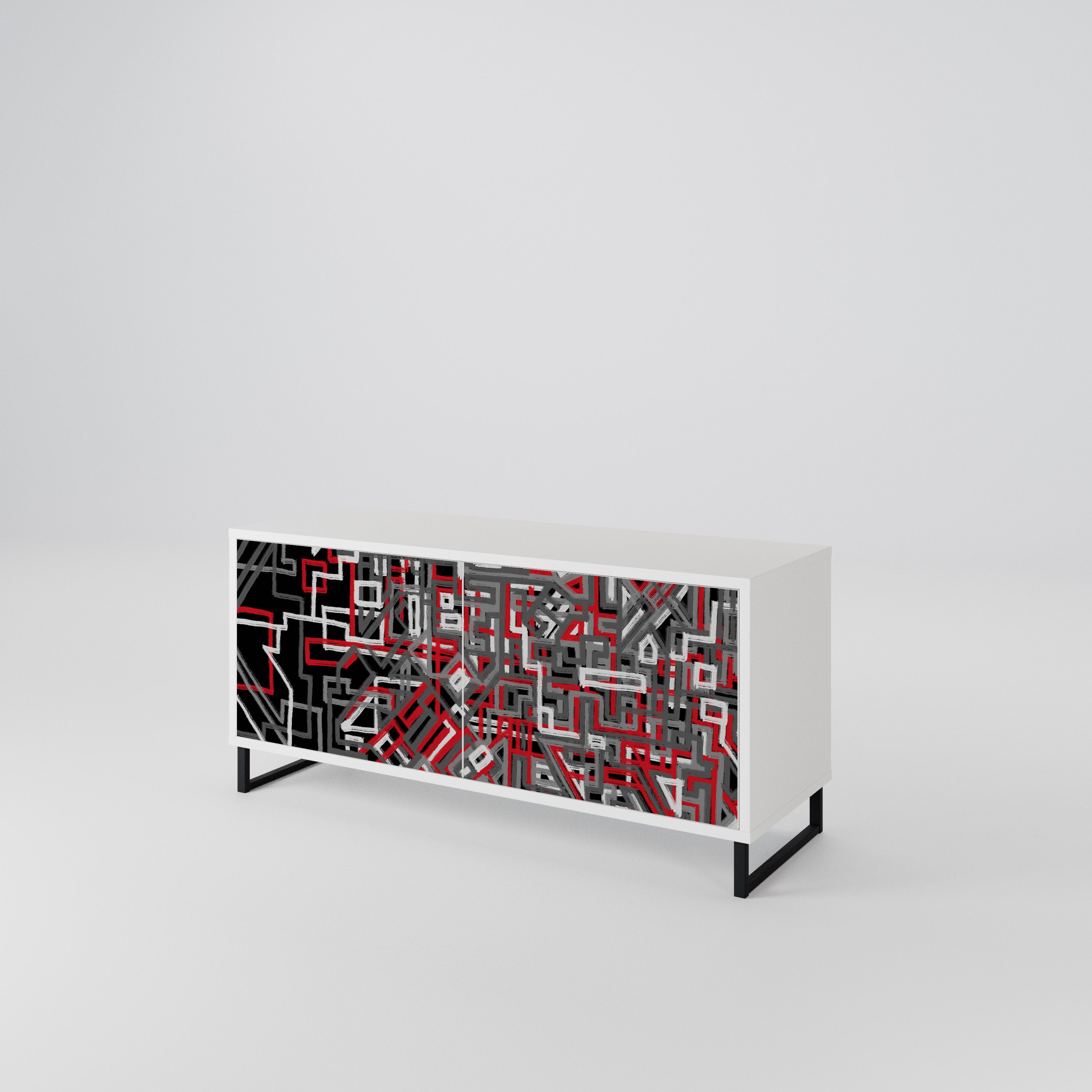 BROKEN LINES Mueble de TV Compacto de 2 puertas