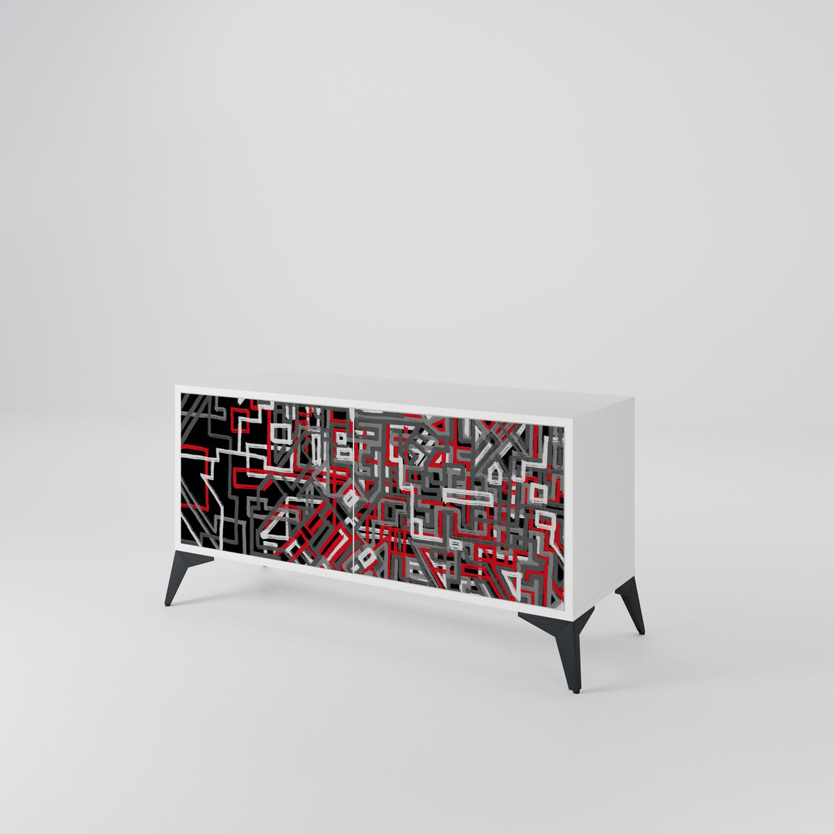 BROKEN LINES Mueble de TV Compacto de 2 puertas