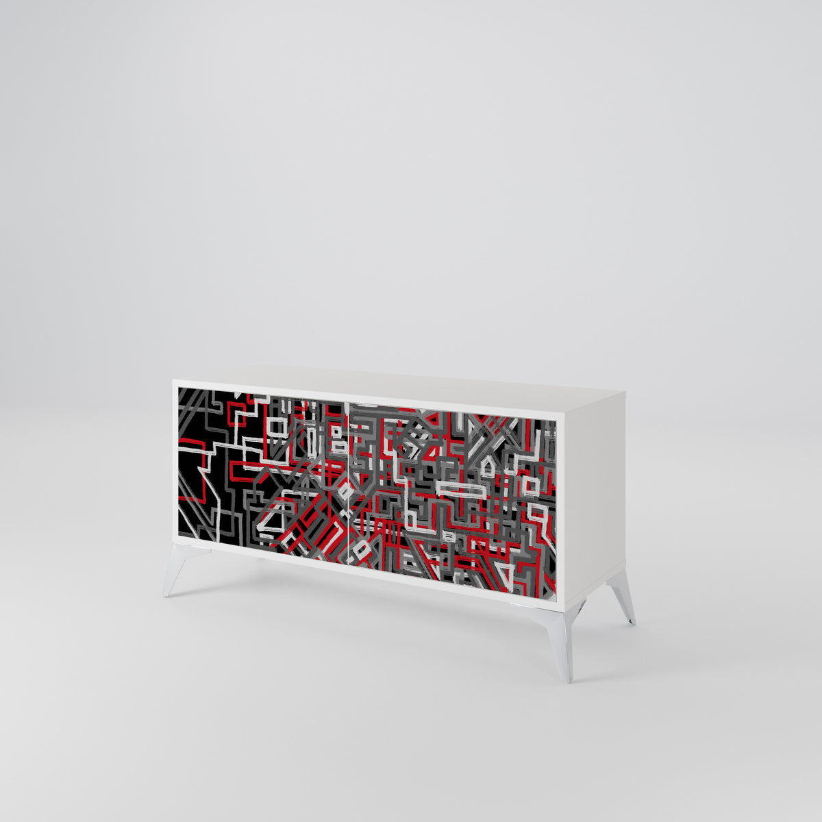 BROKEN LINES Mueble de TV Compacto de 2 puertas