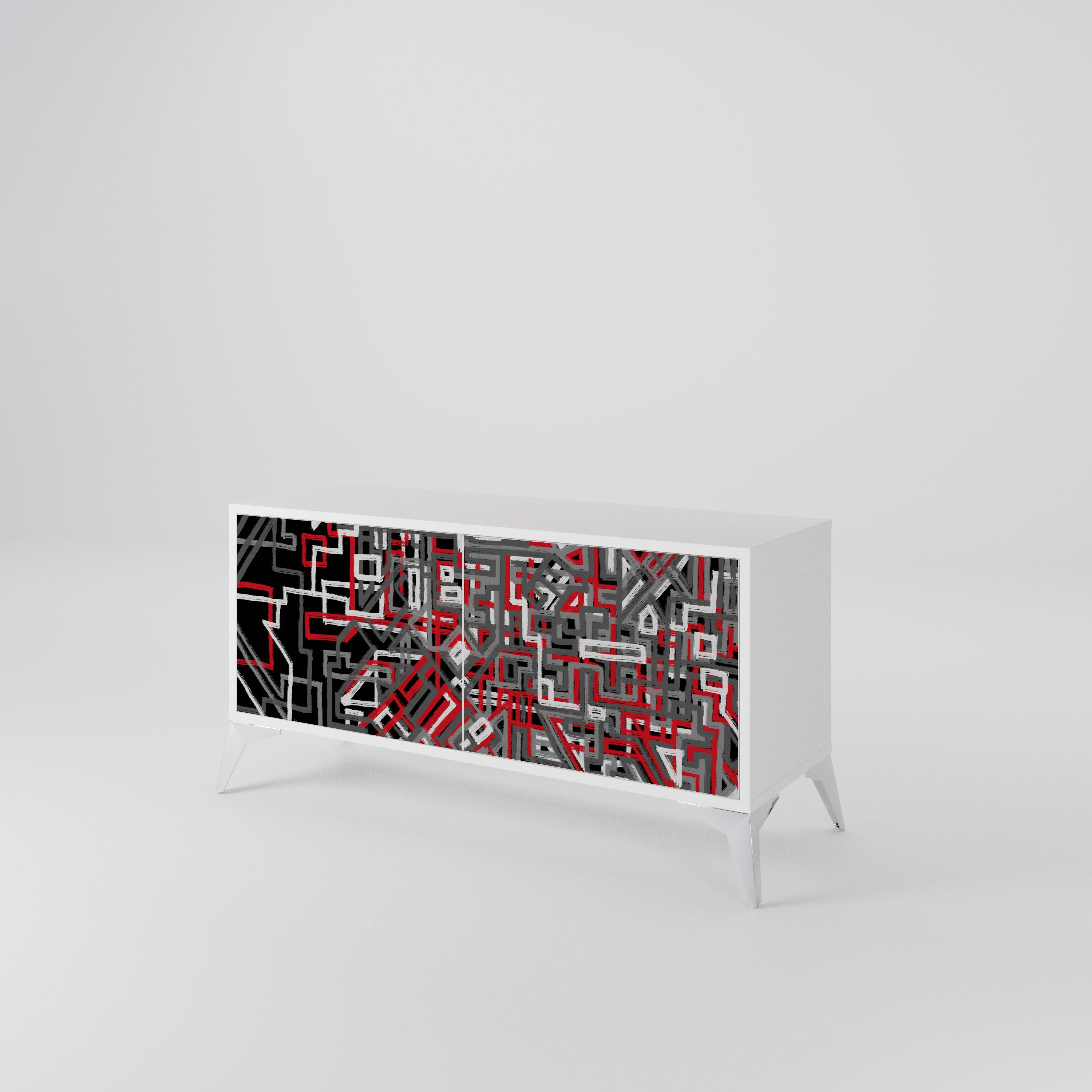 BROKEN LINES Mueble de TV Compacto de 2 puertas
