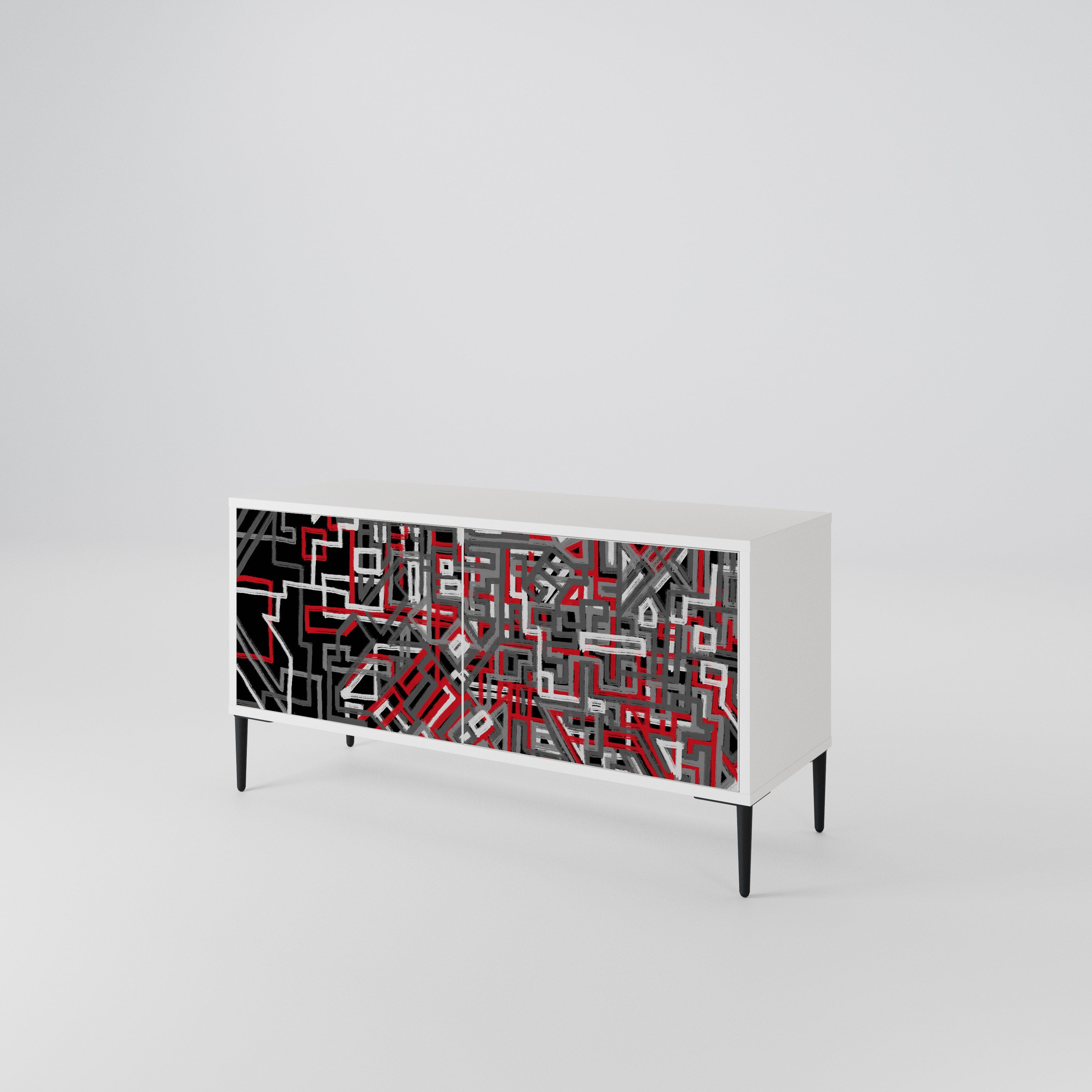 BROKEN LINES Mueble de TV Compacto de 2 puertas