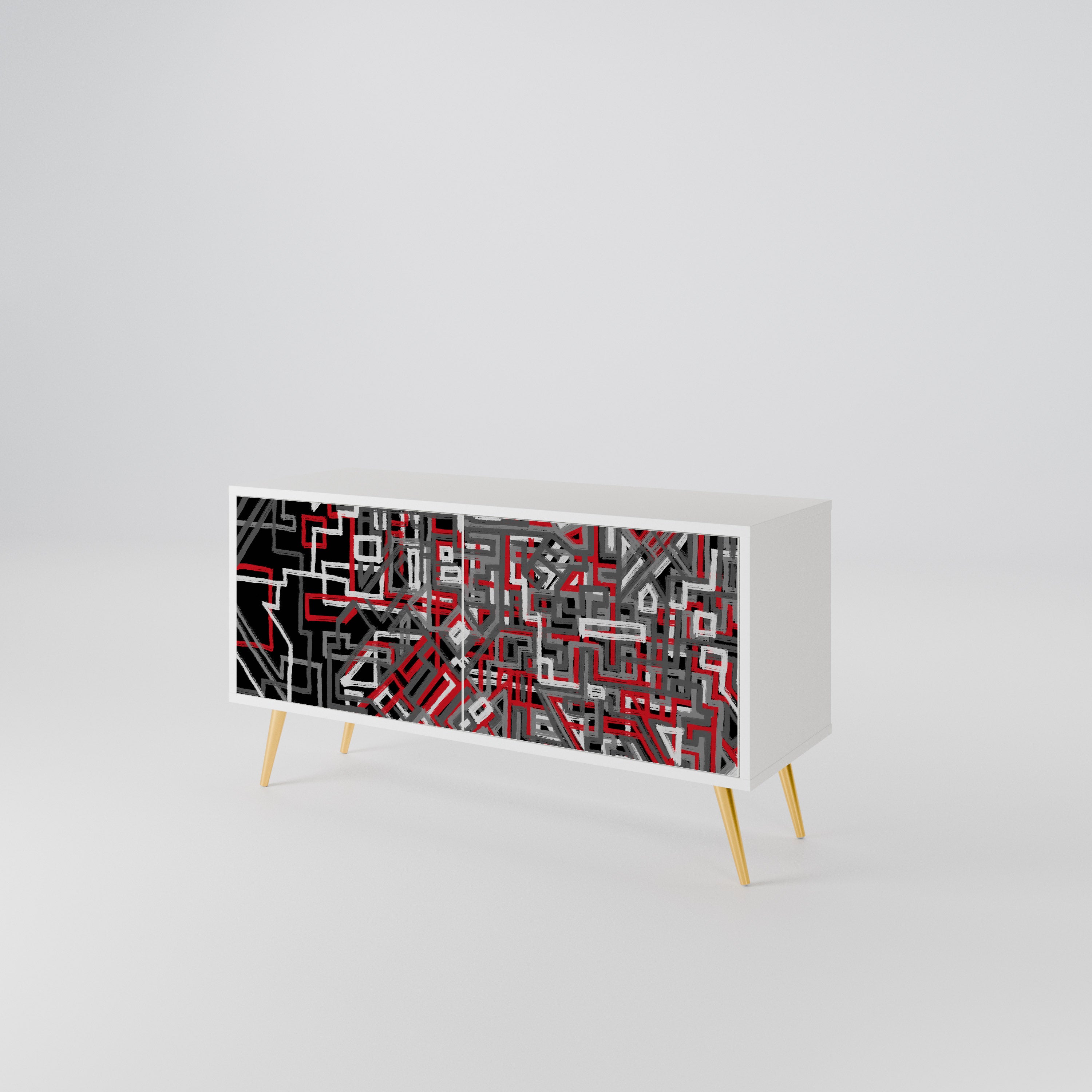 BROKEN LINES Mueble de TV Compacto de 2 puertas