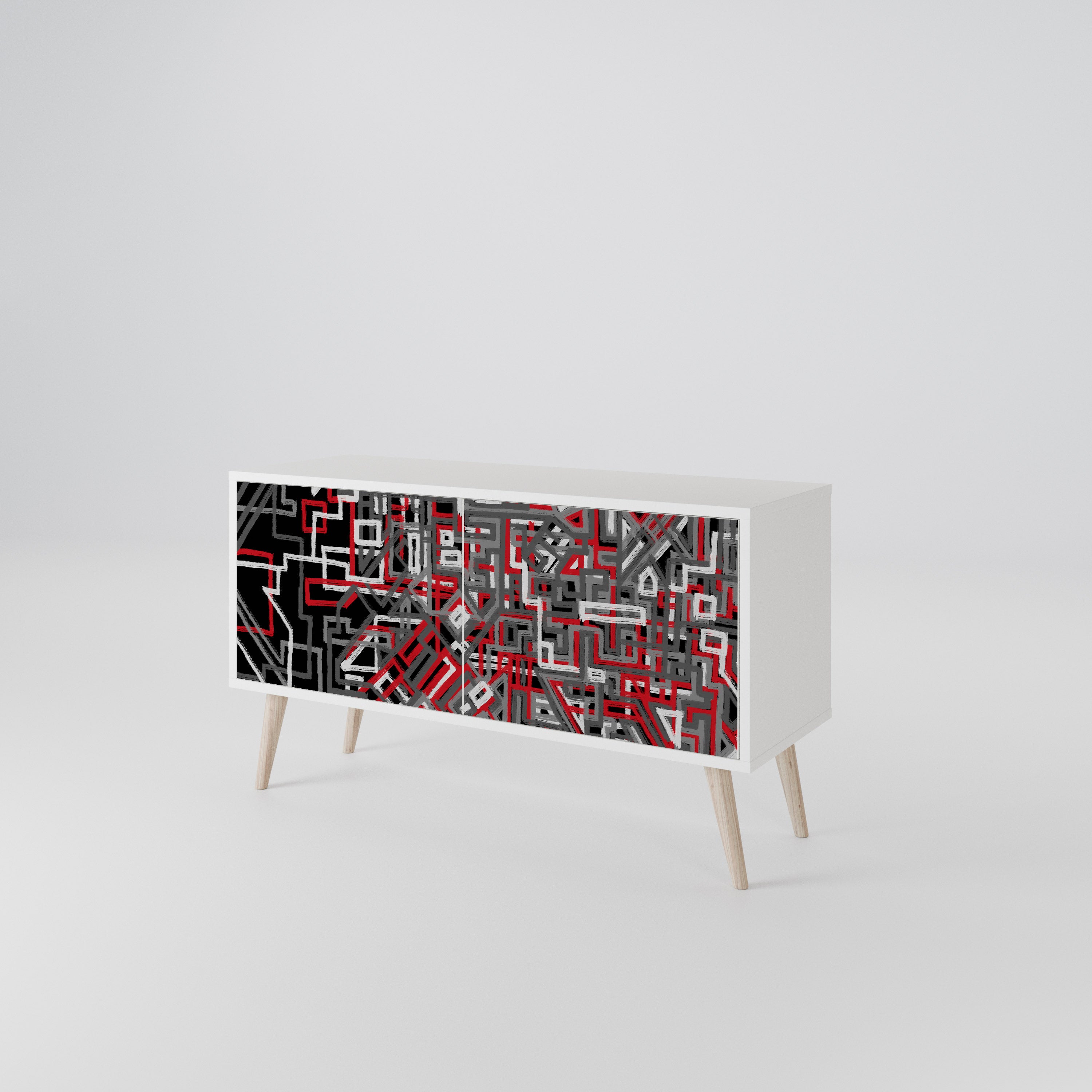 BROKEN LINES Mueble de TV Compacto de 2 puertas