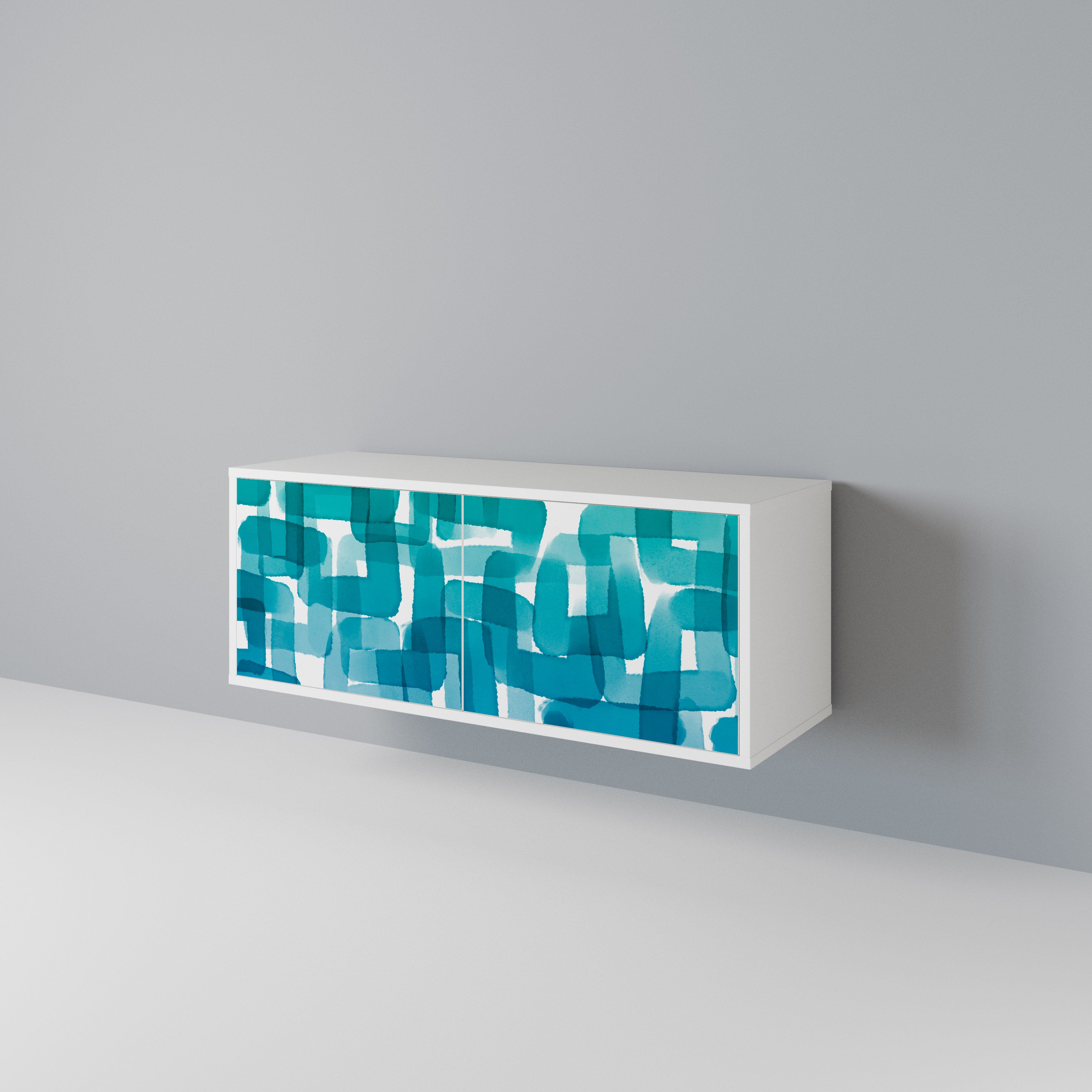 TURQUOISE RECTANGLES Mueble de TV Compacto de 2 puertas