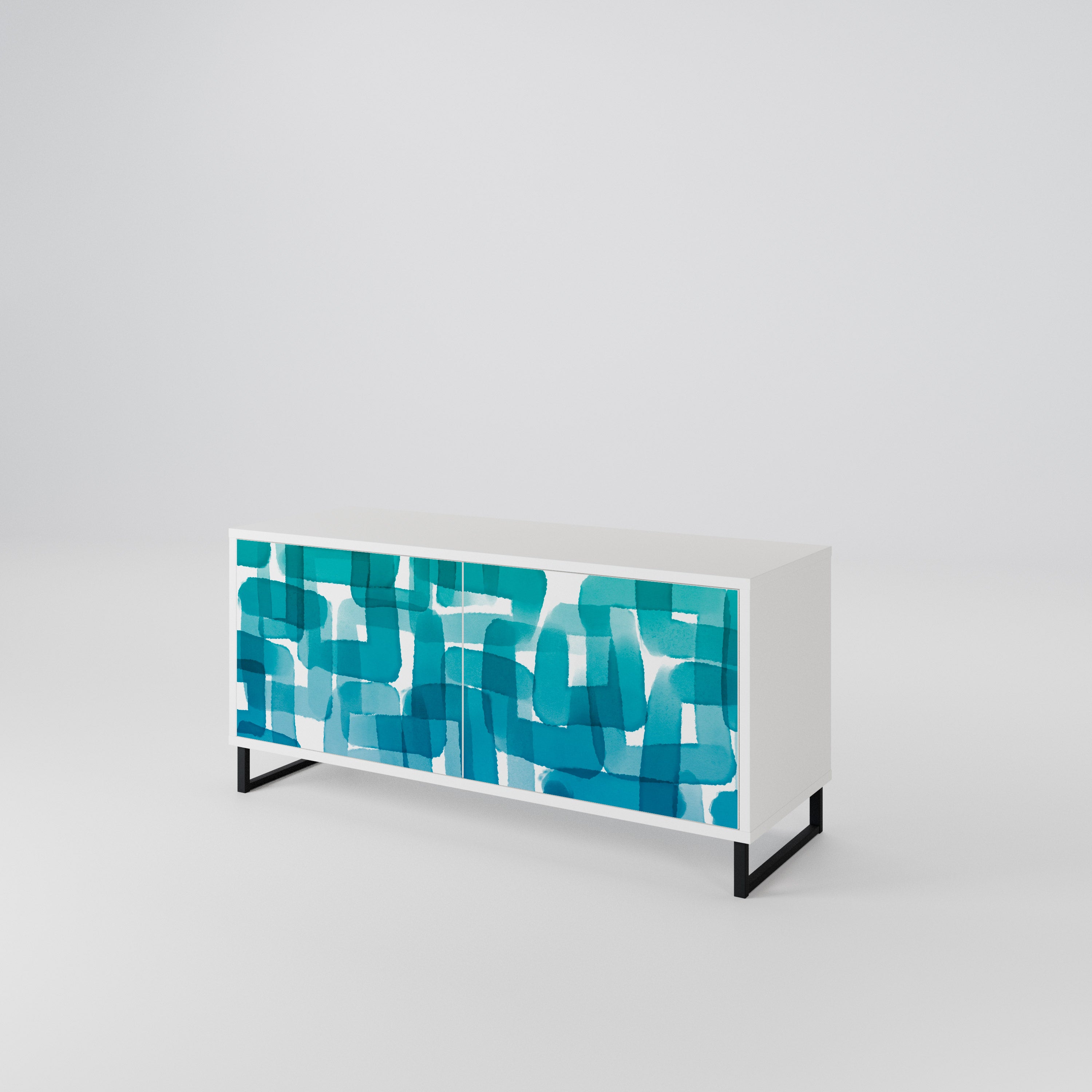 TURQUOISE RECTANGLES Mueble de TV Compacto de 2 puertas