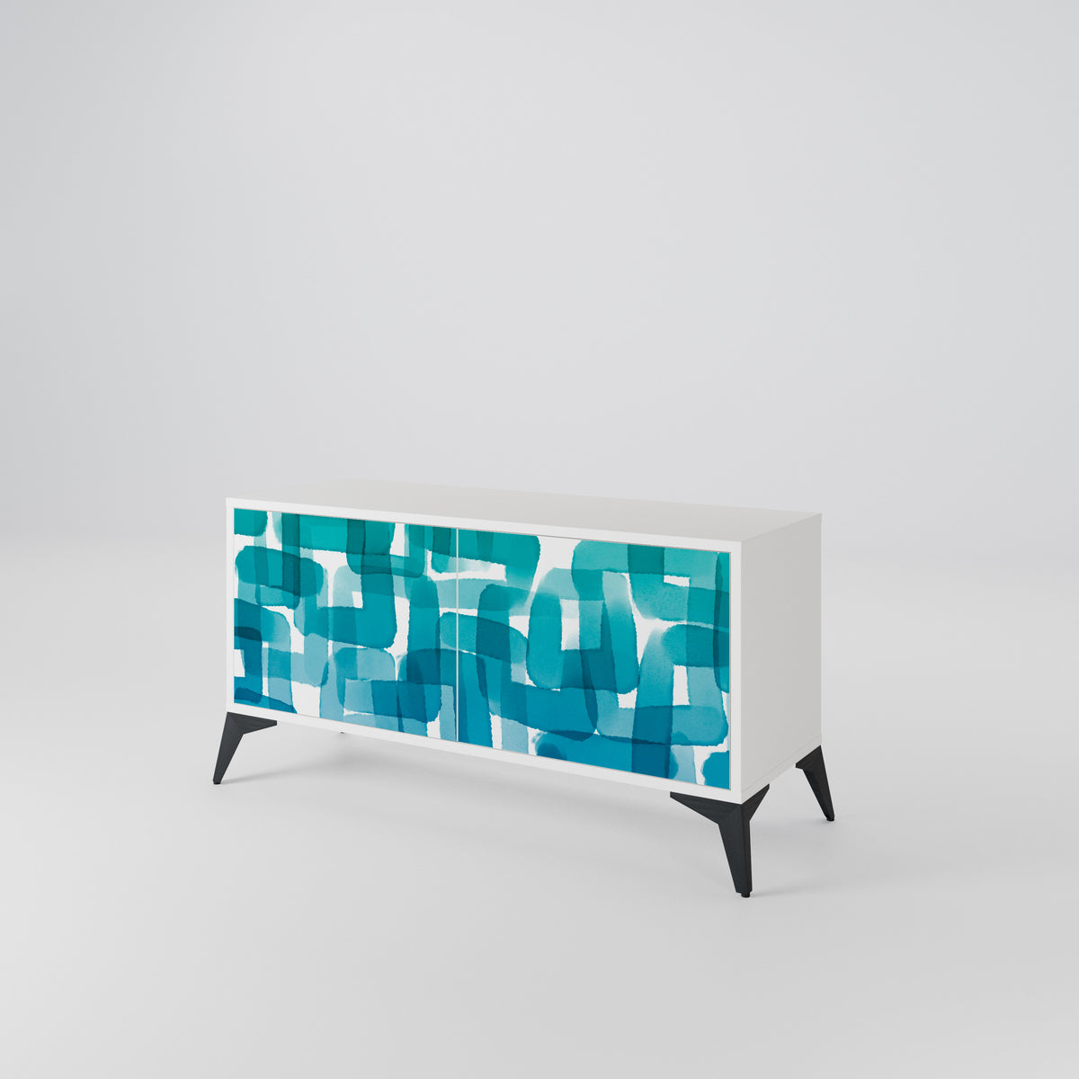 TURQUOISE RECTANGLES Mueble de TV Compacto de 2 puertas